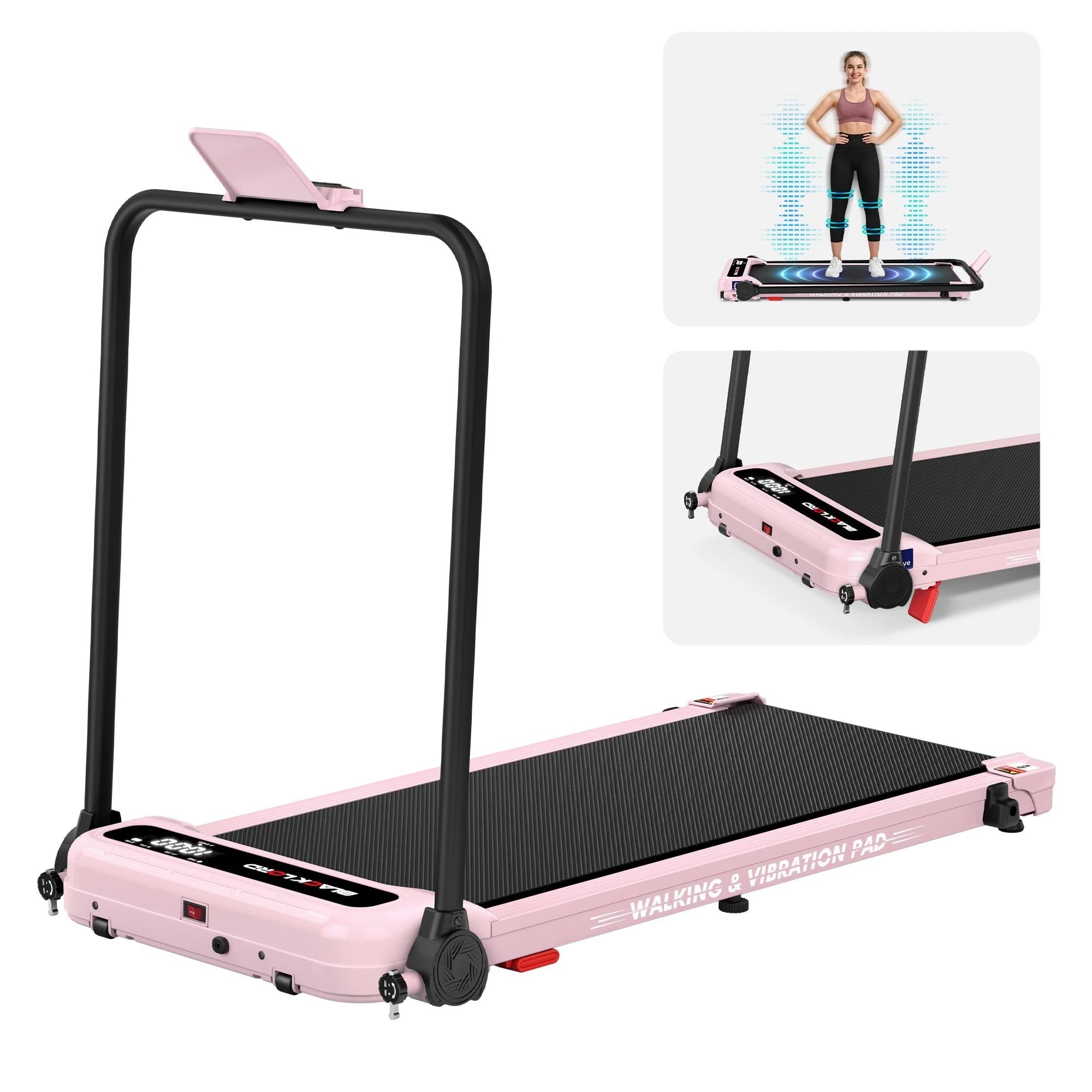 1 Black Lord Treadmill 4-in-1 Walking Vibration Pad Incline Home Gym Foldable - Pink, 1 of 9