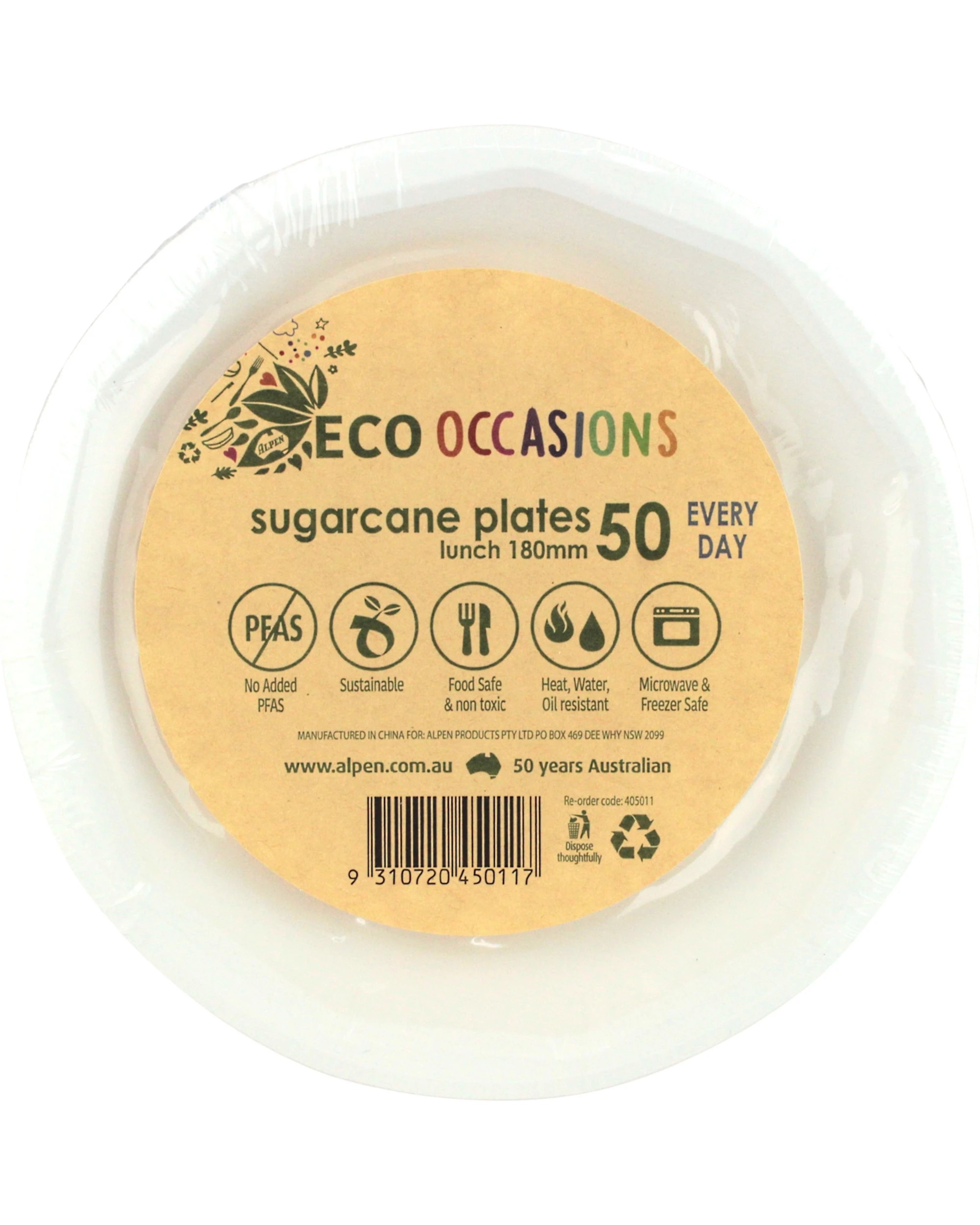 2 Alpen Eco White Sugar Cane Small Plates 18cm Pack of 50 - White, 2 of 2