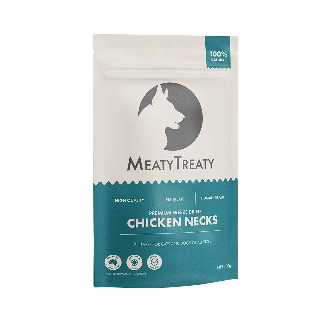 1 Meaty Treaty Freeze Dried Australian Chicken Necks Cat & Dog Treats 100g, 1 of 2