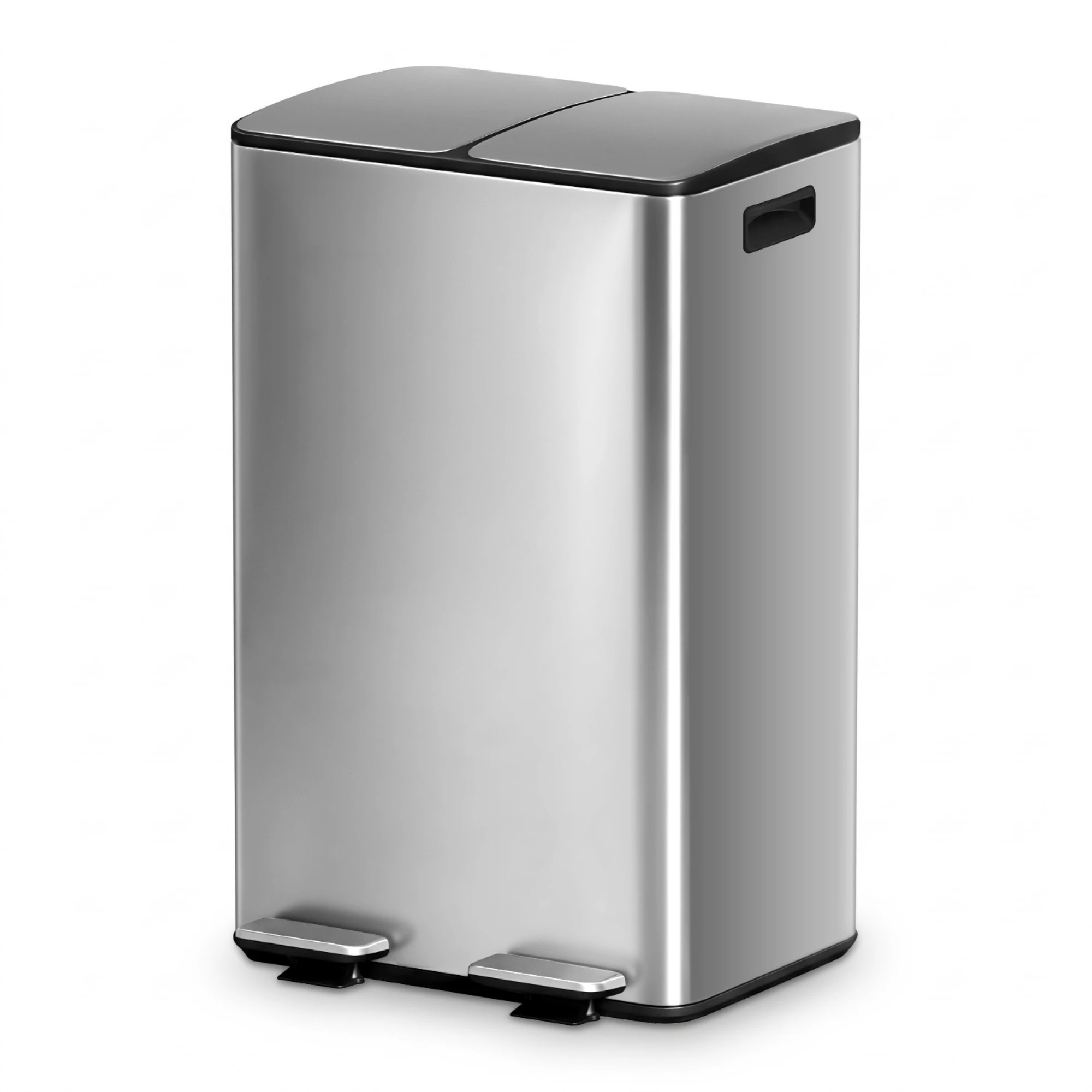 1 Cefito Pedal Bins Rubbish Bin Dual Compartment Waste Recycle Dustbins 60L - Silver, 1 of 1