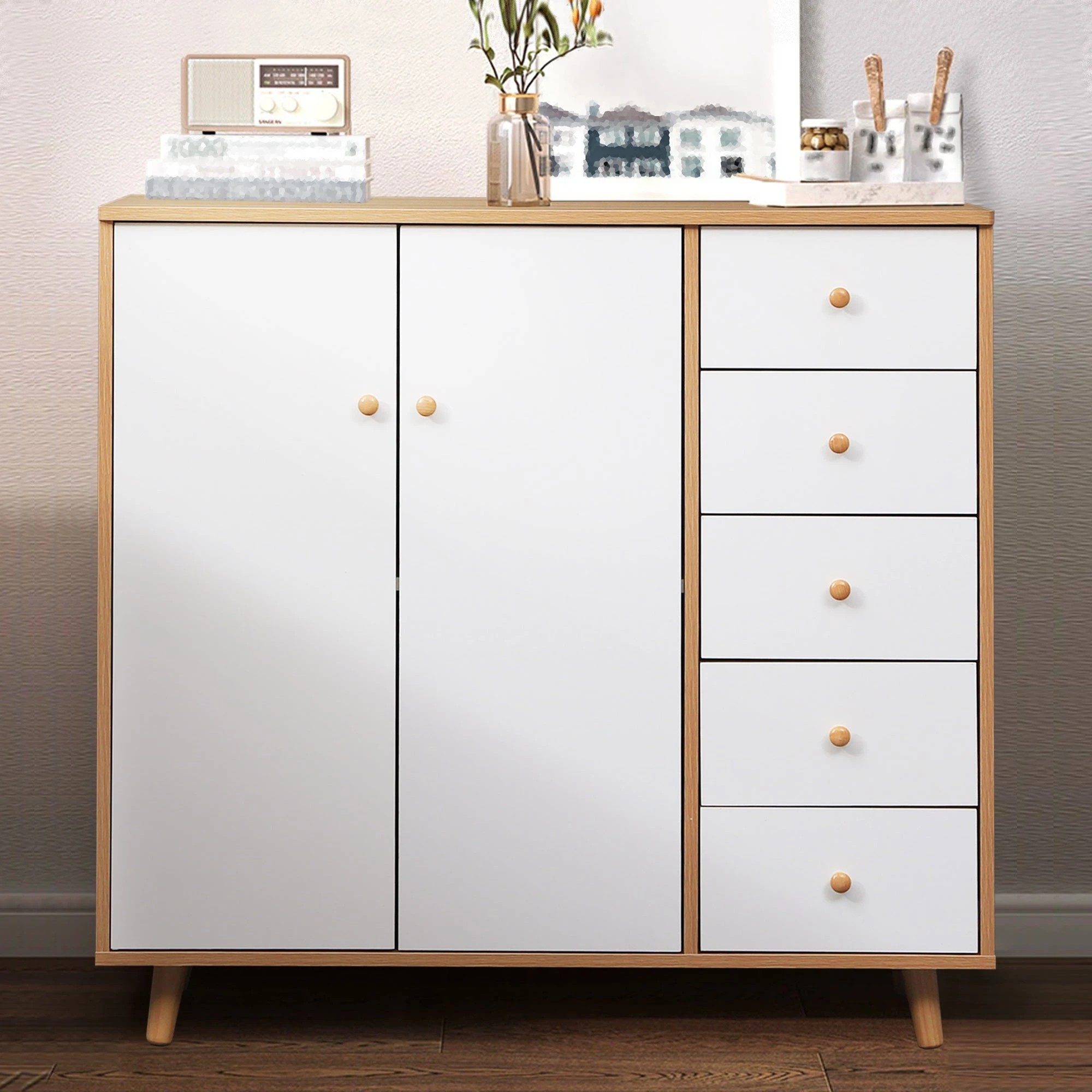3 Foret Buffet Sideboard Shoe Cabinet Hallway Table Cupboard Storage 5 Drawers, 3 of 8