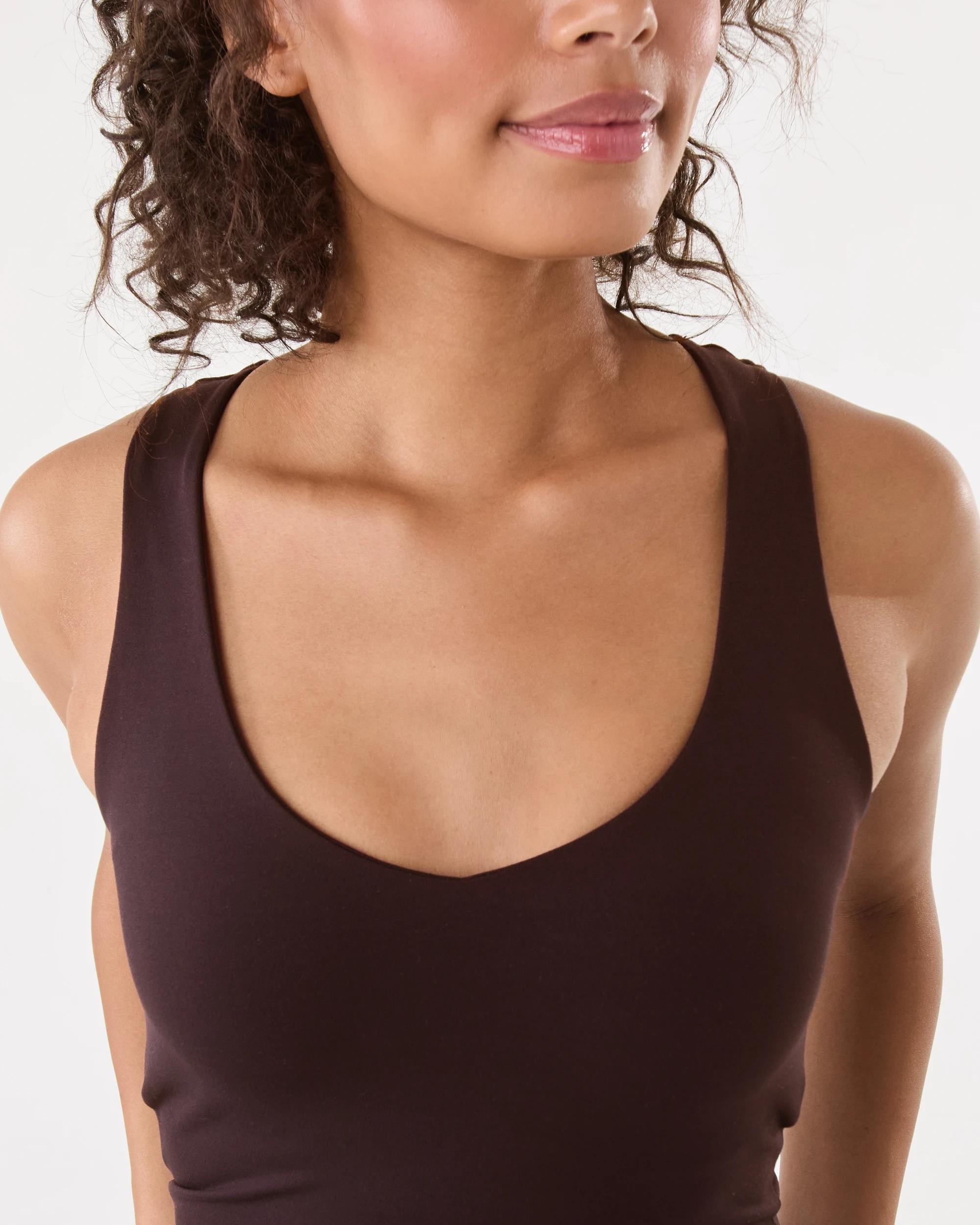 6 Contour V-Neck Shelf Tank Choc Plum, 6 of 7