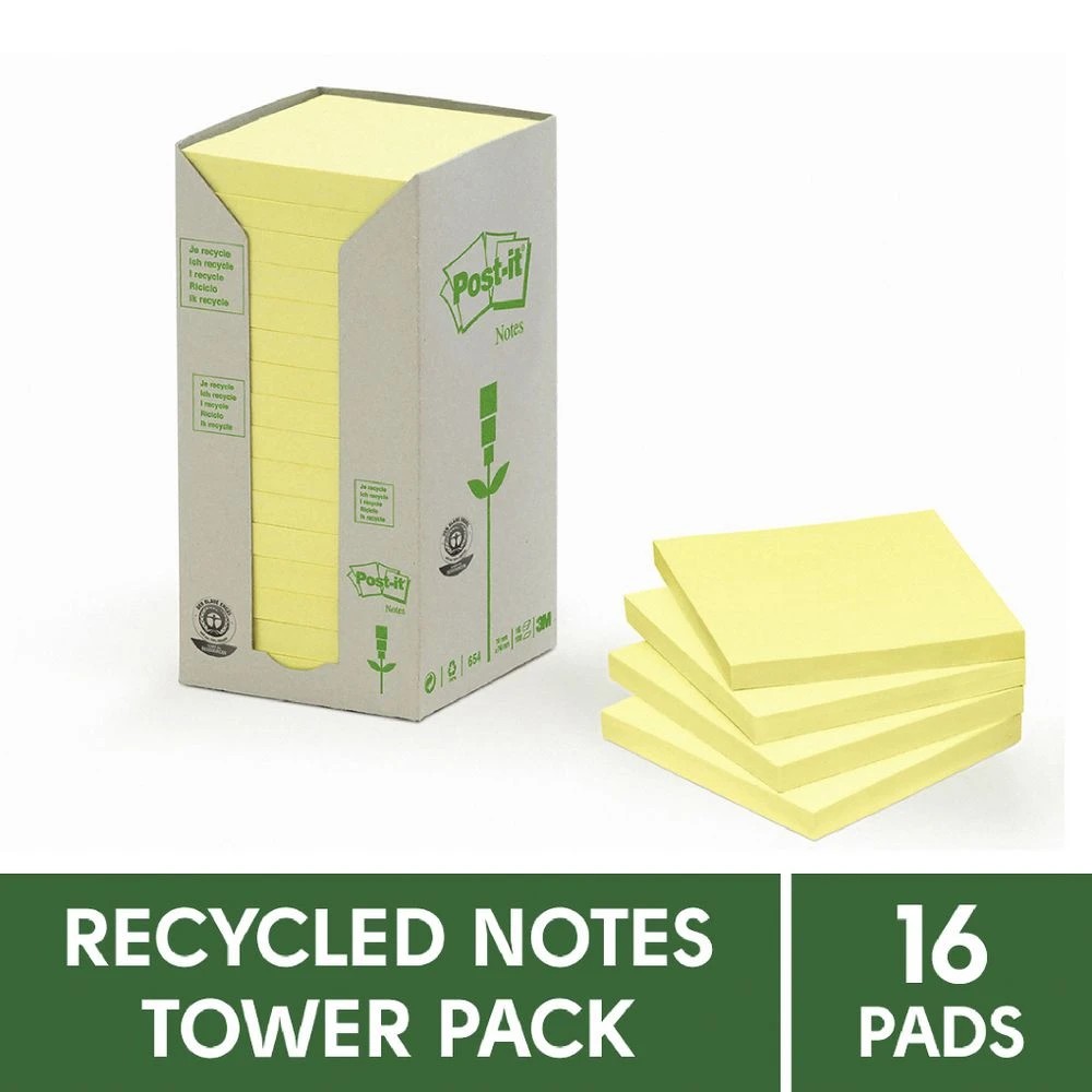 7 Post-it Recycled Notes 76x76mm Yellow 16 Pack, 7 of 7