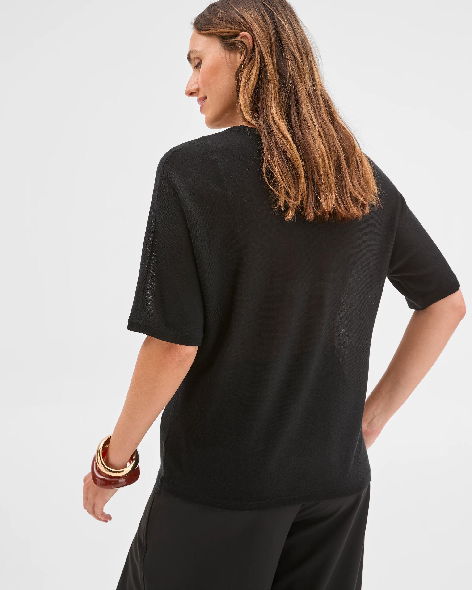 6 Preview Tencel/Merino Blend Lightweight Knit T-Shirt BLACK, 6 of 7