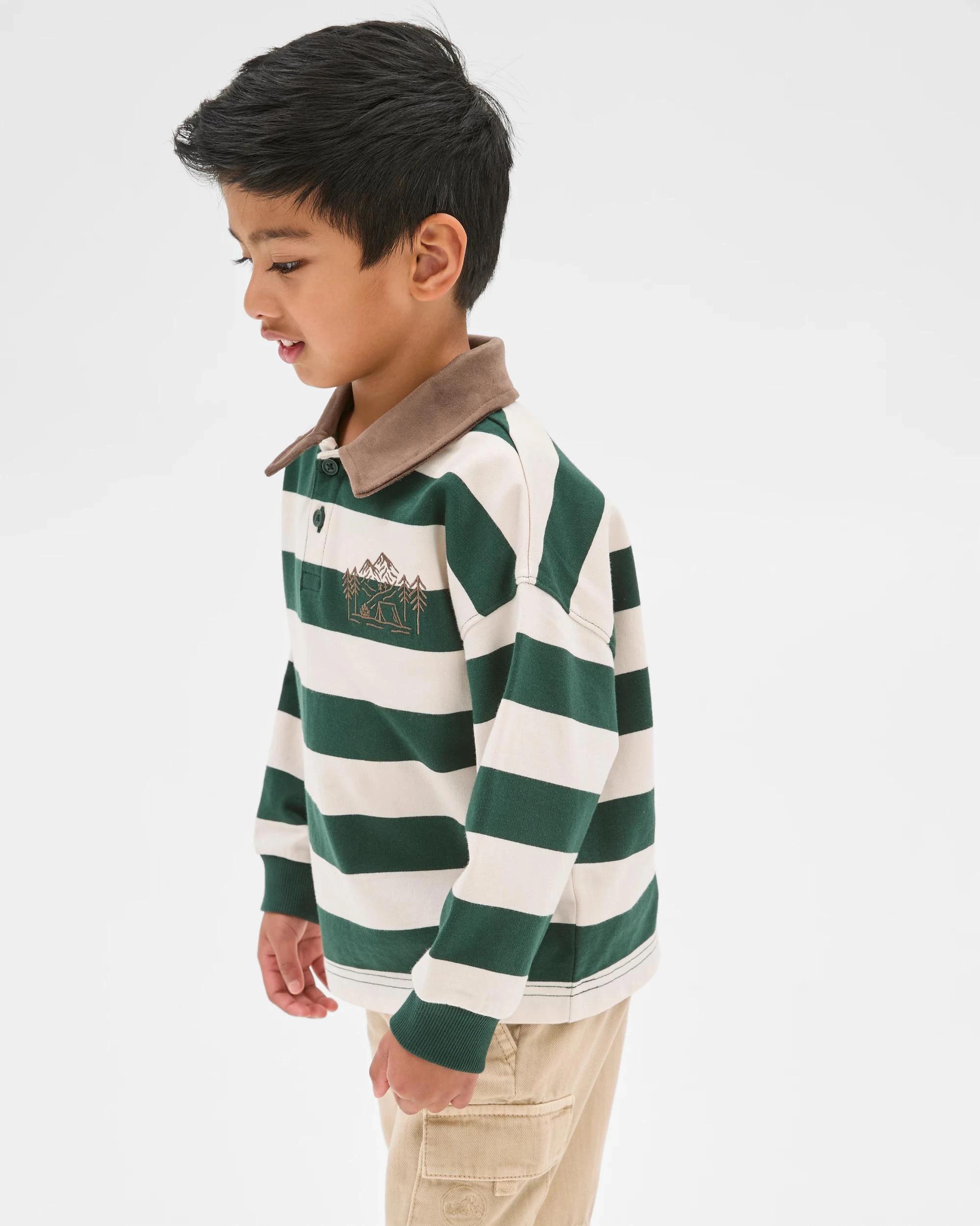 4 Target Kids Australian Cotton Rugby Top GREEN STRIPE, 4 of 8