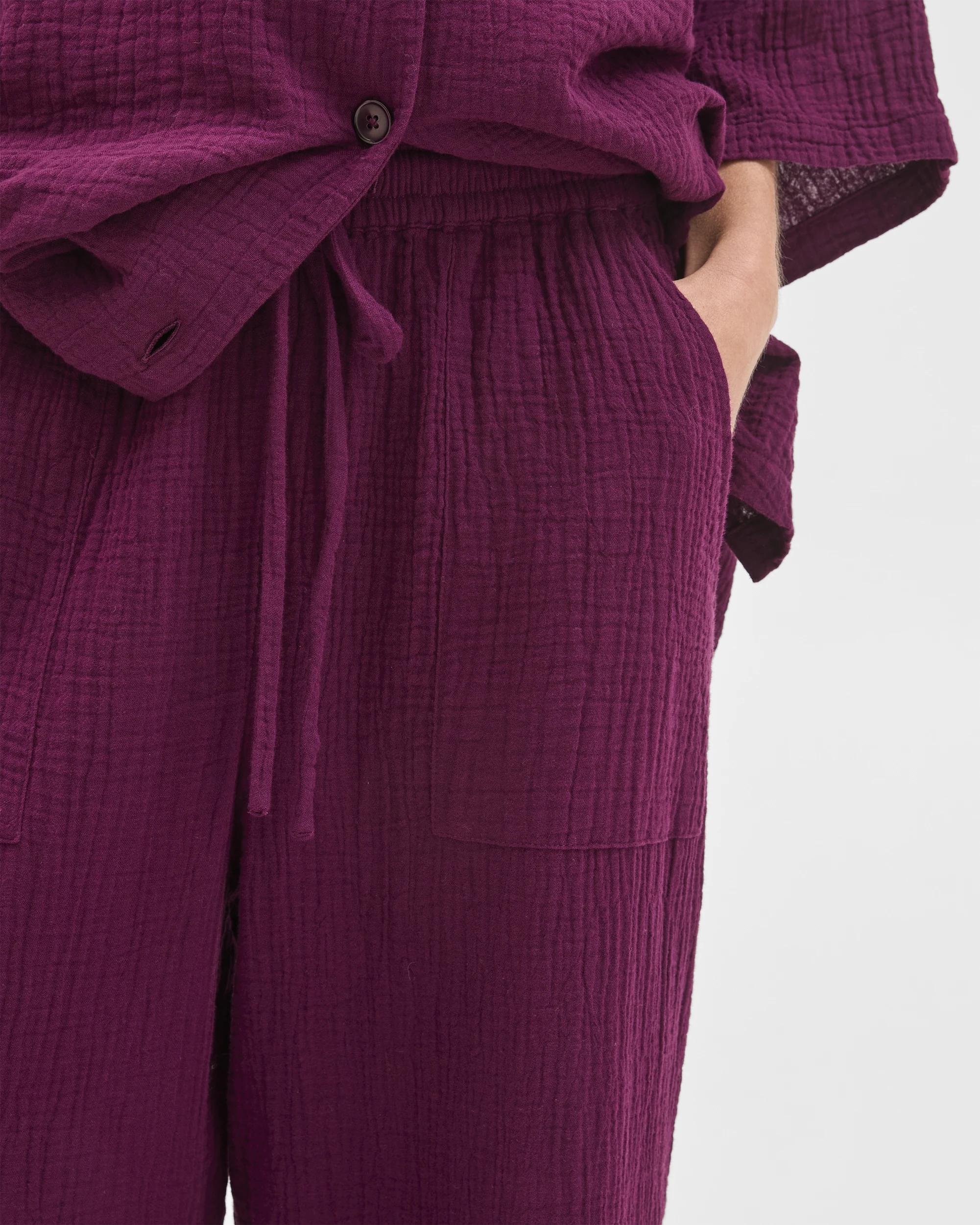 5 Target Woman Australian Cotton Resort Woven Trim Detail Pants DEEP PLUM, 5 of 6