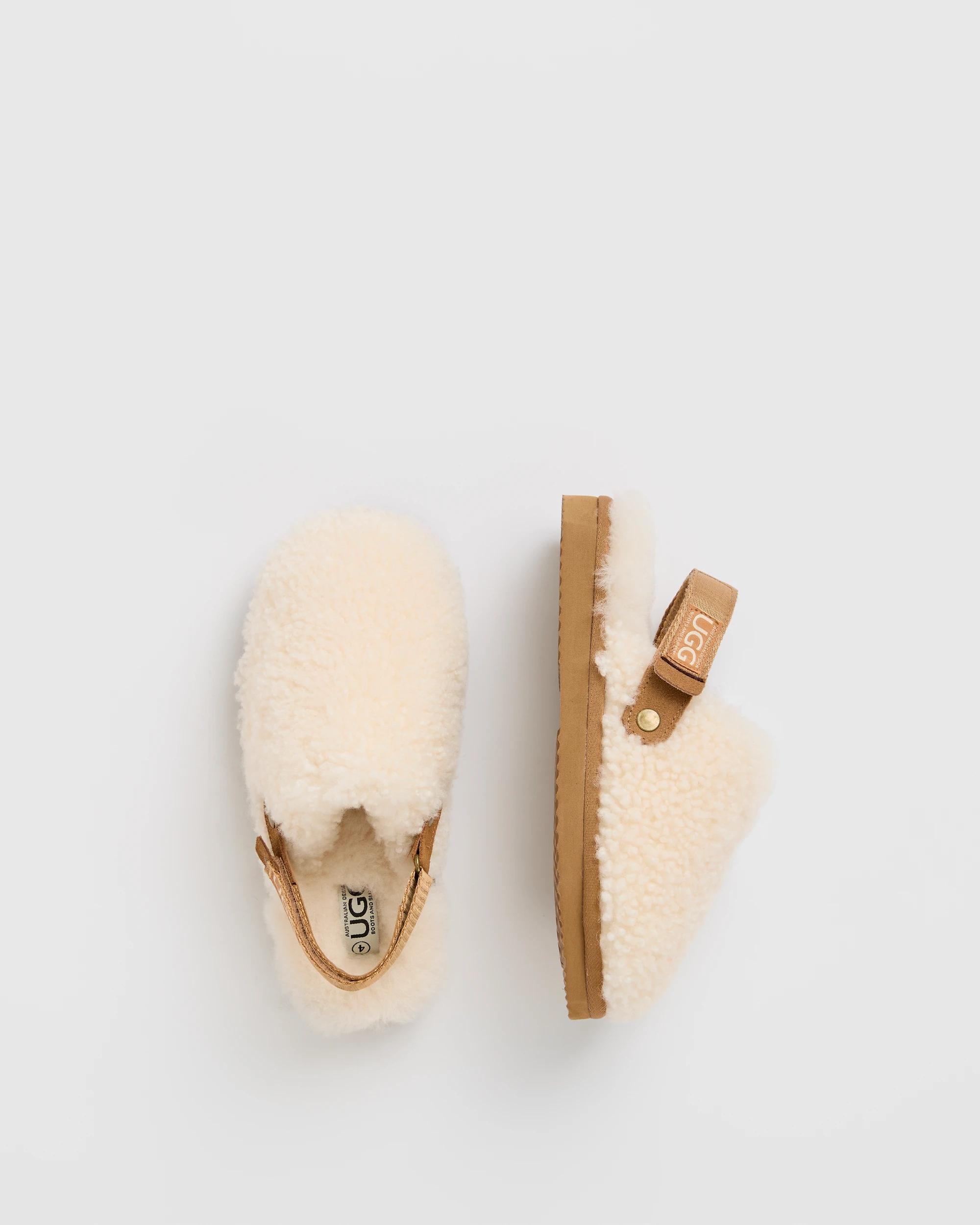 3 Australian Design Ugg Boots and Slippers Australian Design Genuine Suede Leather and Sheepskin Sherpa Clogs WHITE, 3 of 3