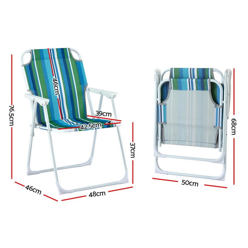2 Gardeon Outdoor Chairs Folding Camping Chair Steel Portable Patio Furniture - Multi, 2 of 6