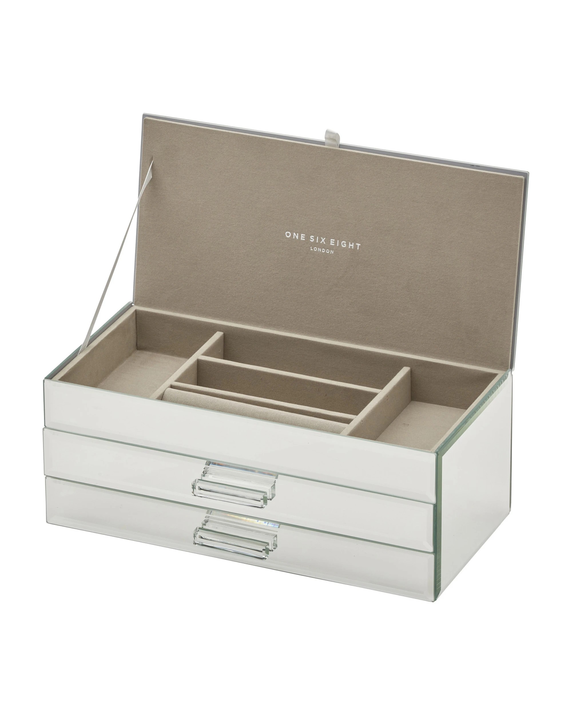 3 One Six Eight London Gabriella Jewellery Box - Mirror - L - Silver, 3 of 7
