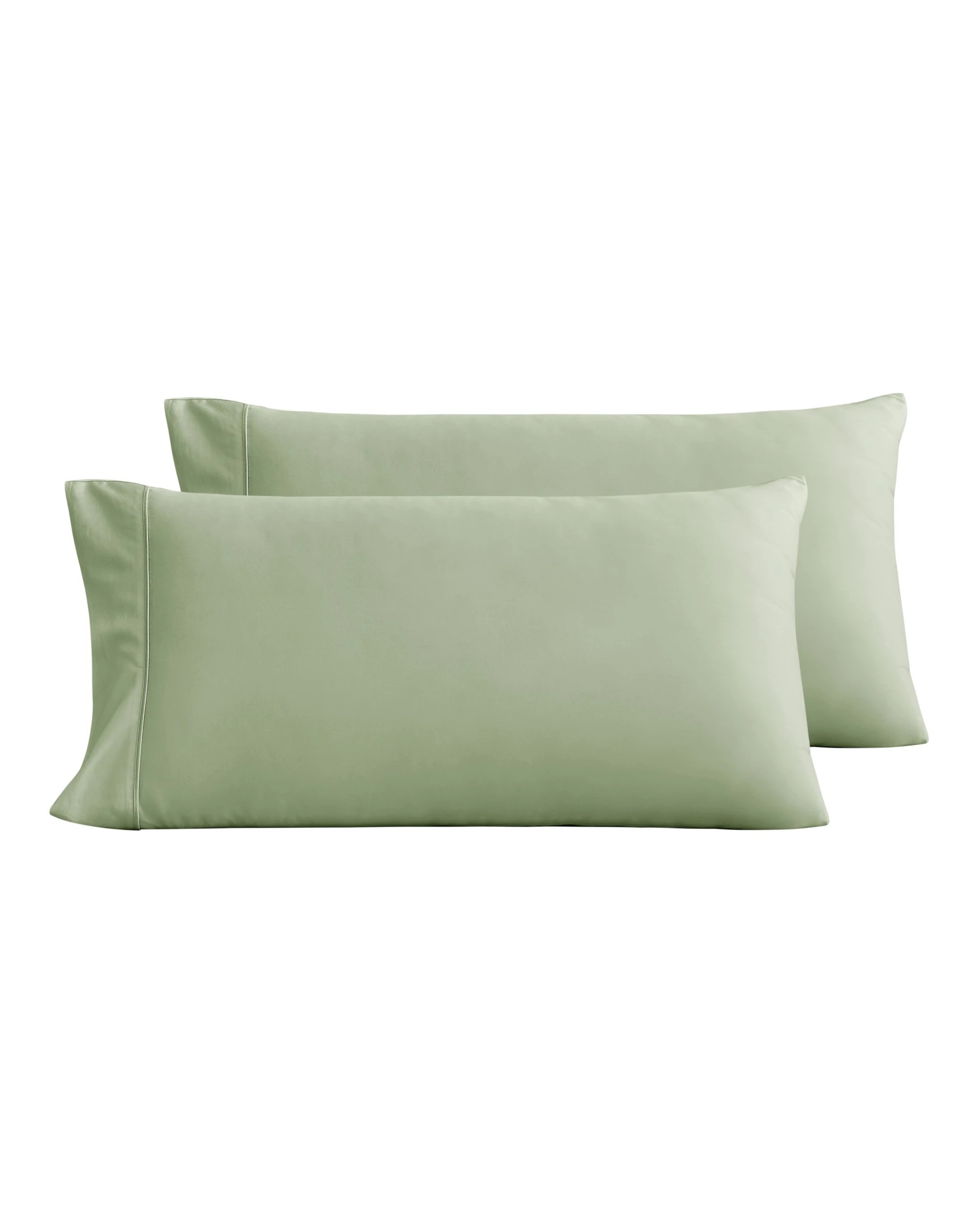 2 Serene 400TC Bamboo Cotton Sateen King Pillowcase Twin Pack - Sage, 2 of 3