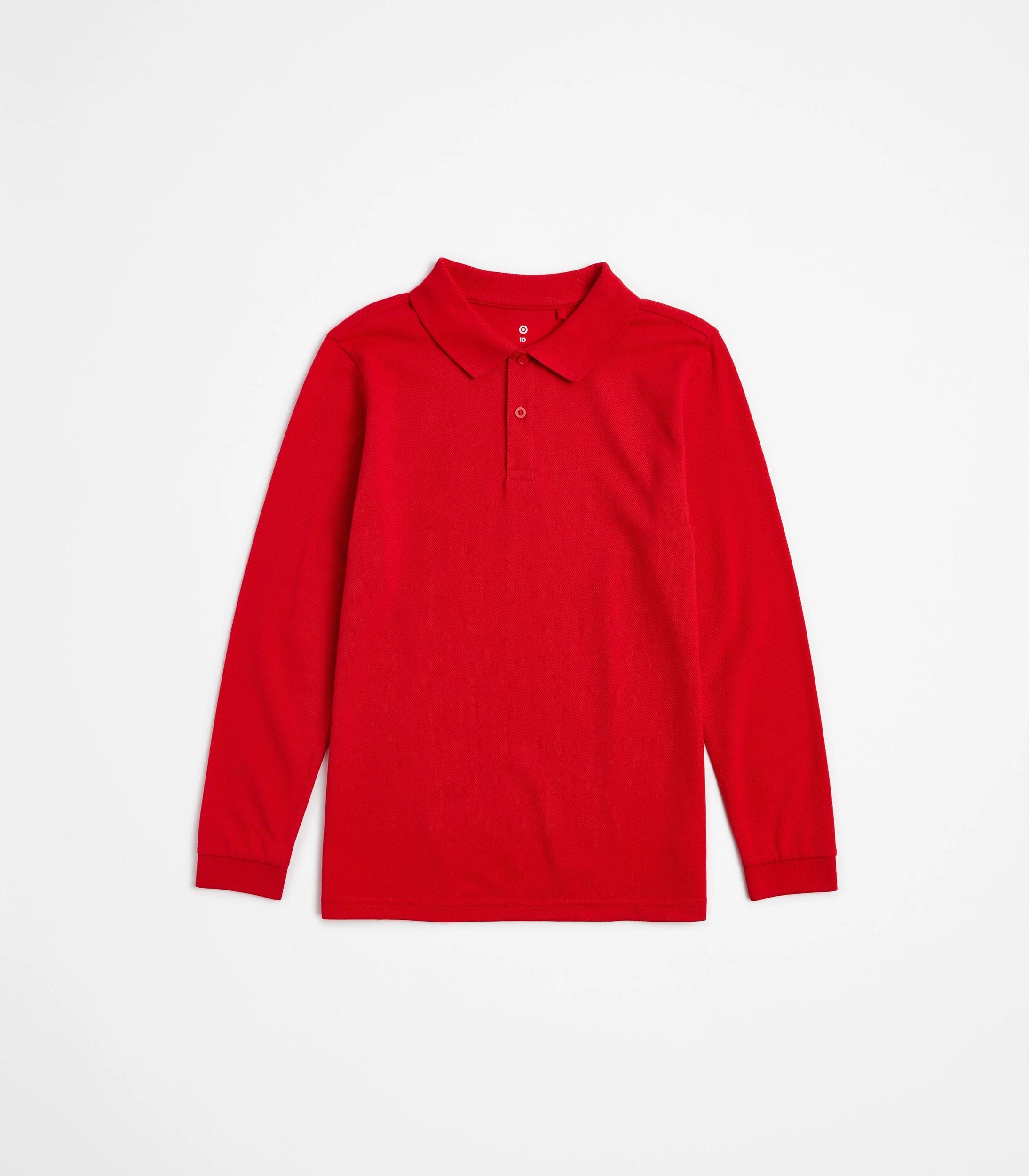 1 Target Kids Australian Cotton 2 Pack School Long Sleeve Polo Top RED, 1 of 6