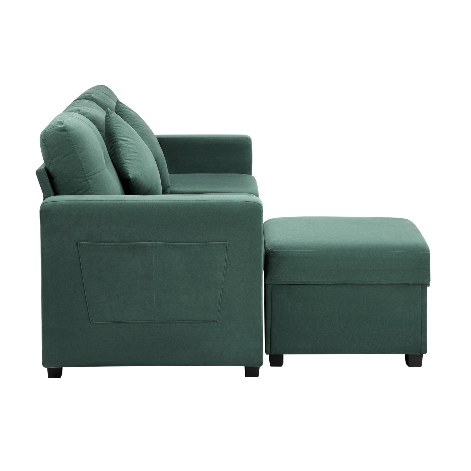4 Oikiture 3 Seater Sofa Lounge Set Modular Couch Drawers&ottoman Velvet
 - Green, 4 of 10