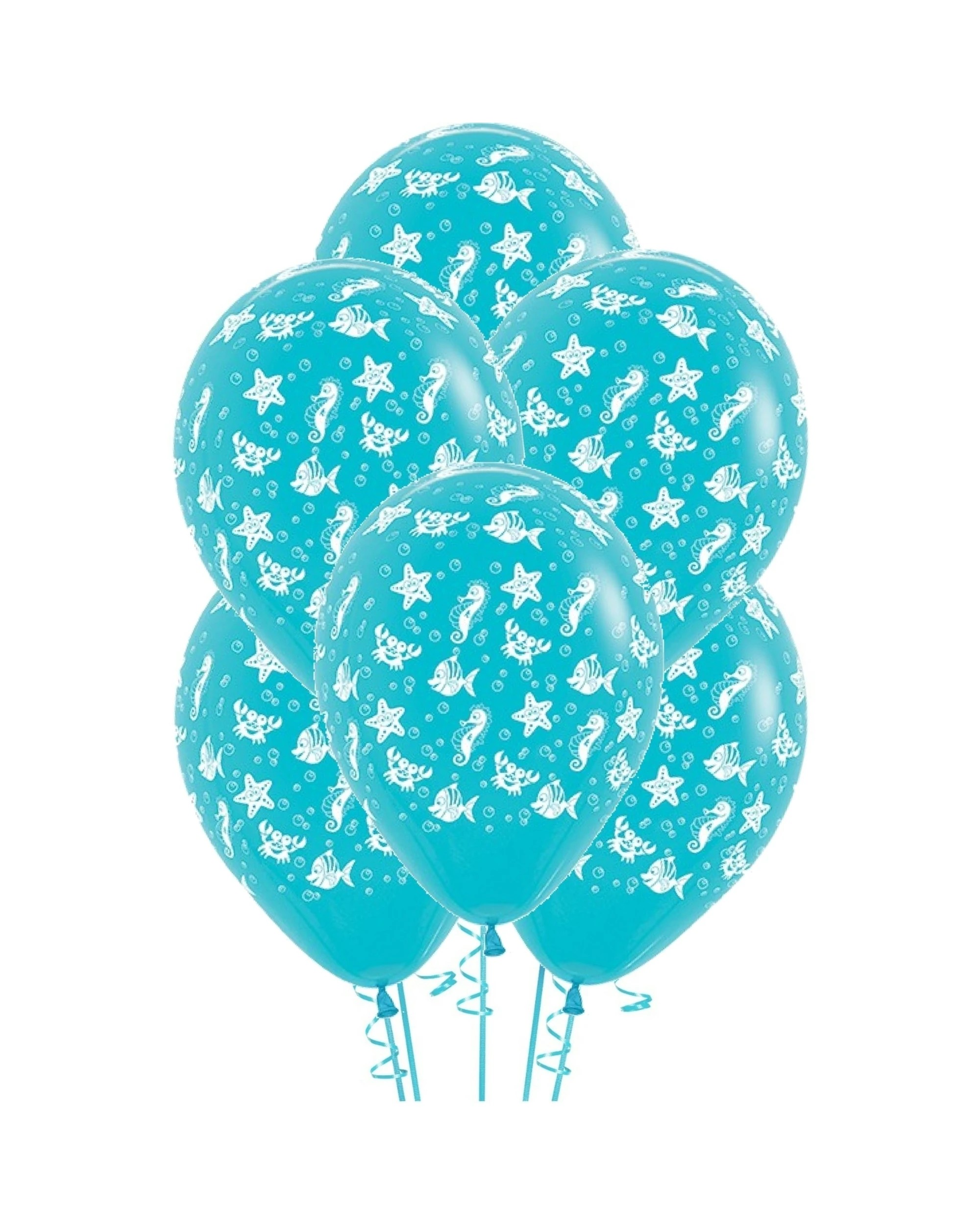 1 Sempertex Sempertex All Over Sea Animals Balloons Pack of 6 - Blue, 1 of 1