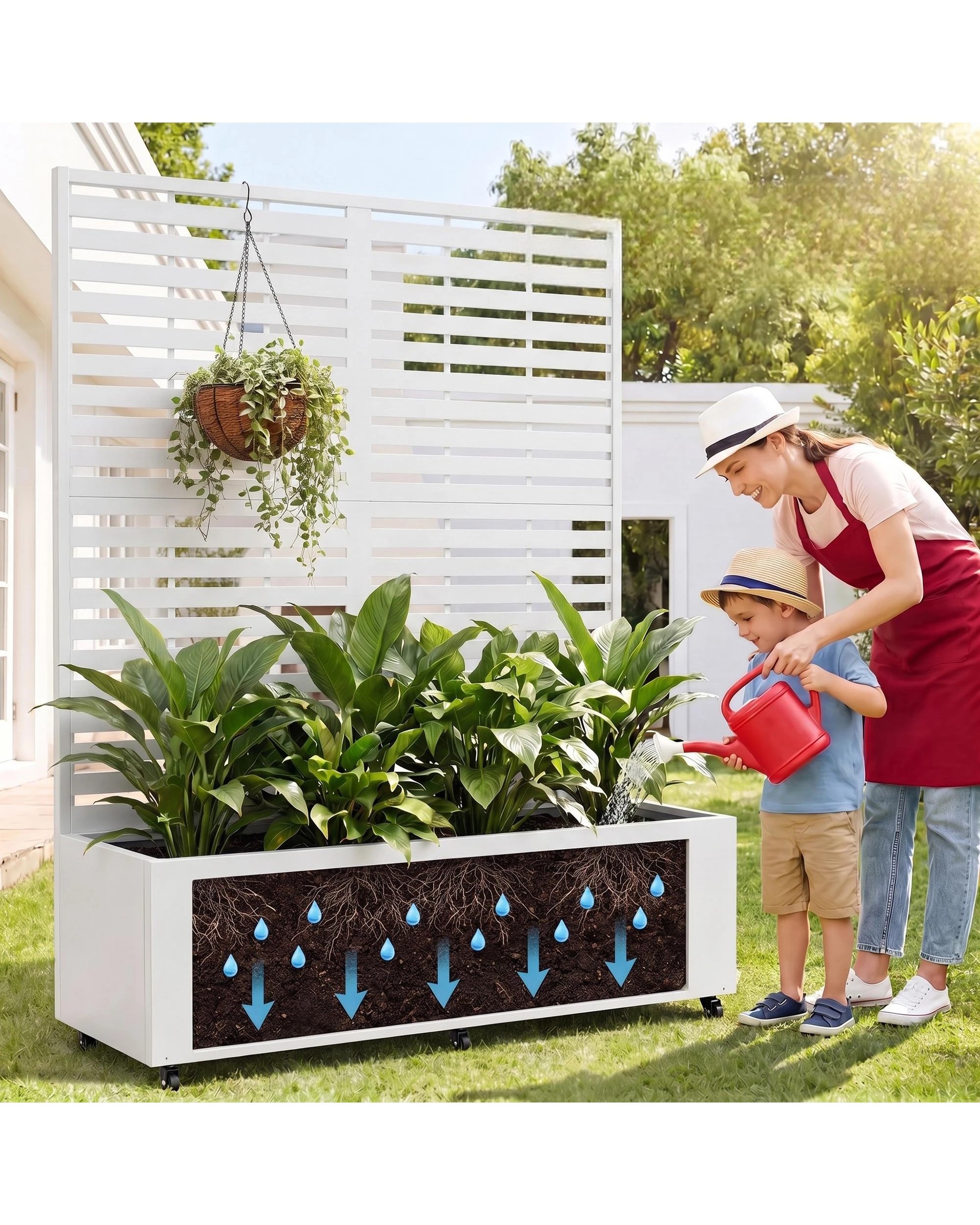 Advwin Metal Planter Box, Galvanized Steel Privacy Fence Trellis ...