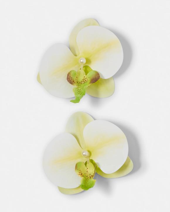 2 Pack White Orchid Hair Clips