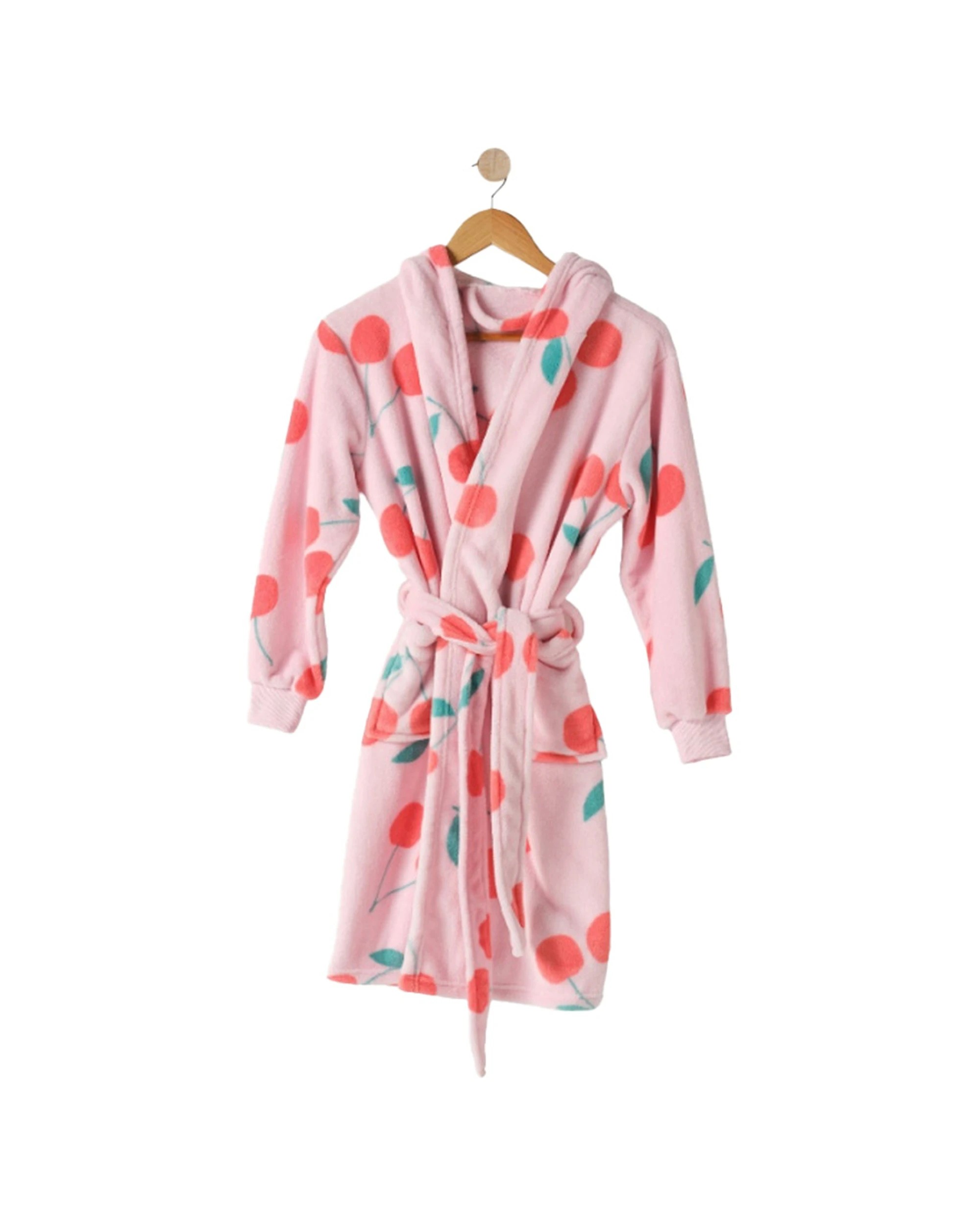 1 Linen House Kids Plush Bath Robe Dressing Gown Medium/Size 6 - Pink, 1 of 5