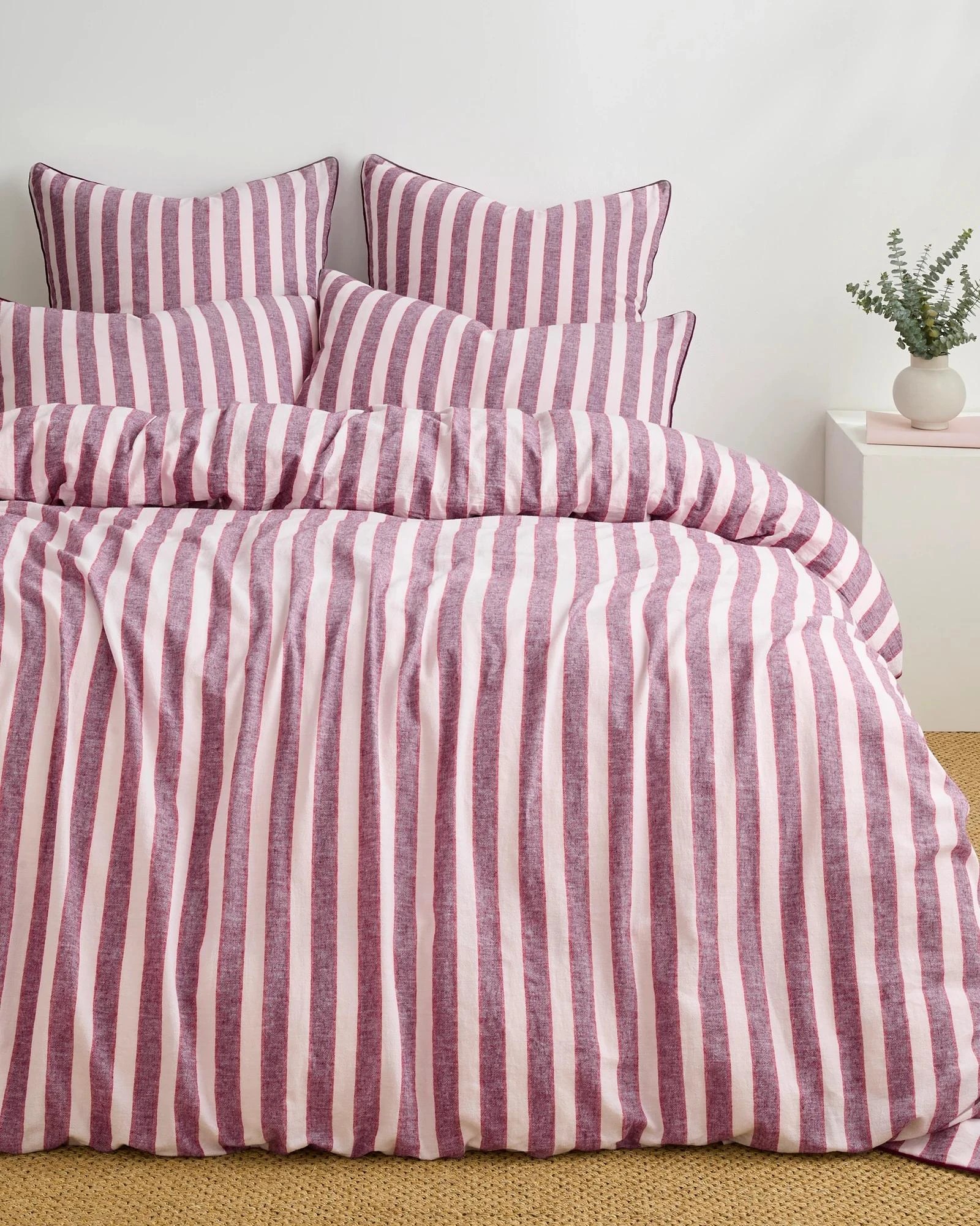 2 Target Reid Stripe Linen/Cotton Quilt Cover Set - Super King Bed - Pink, 2 of 5