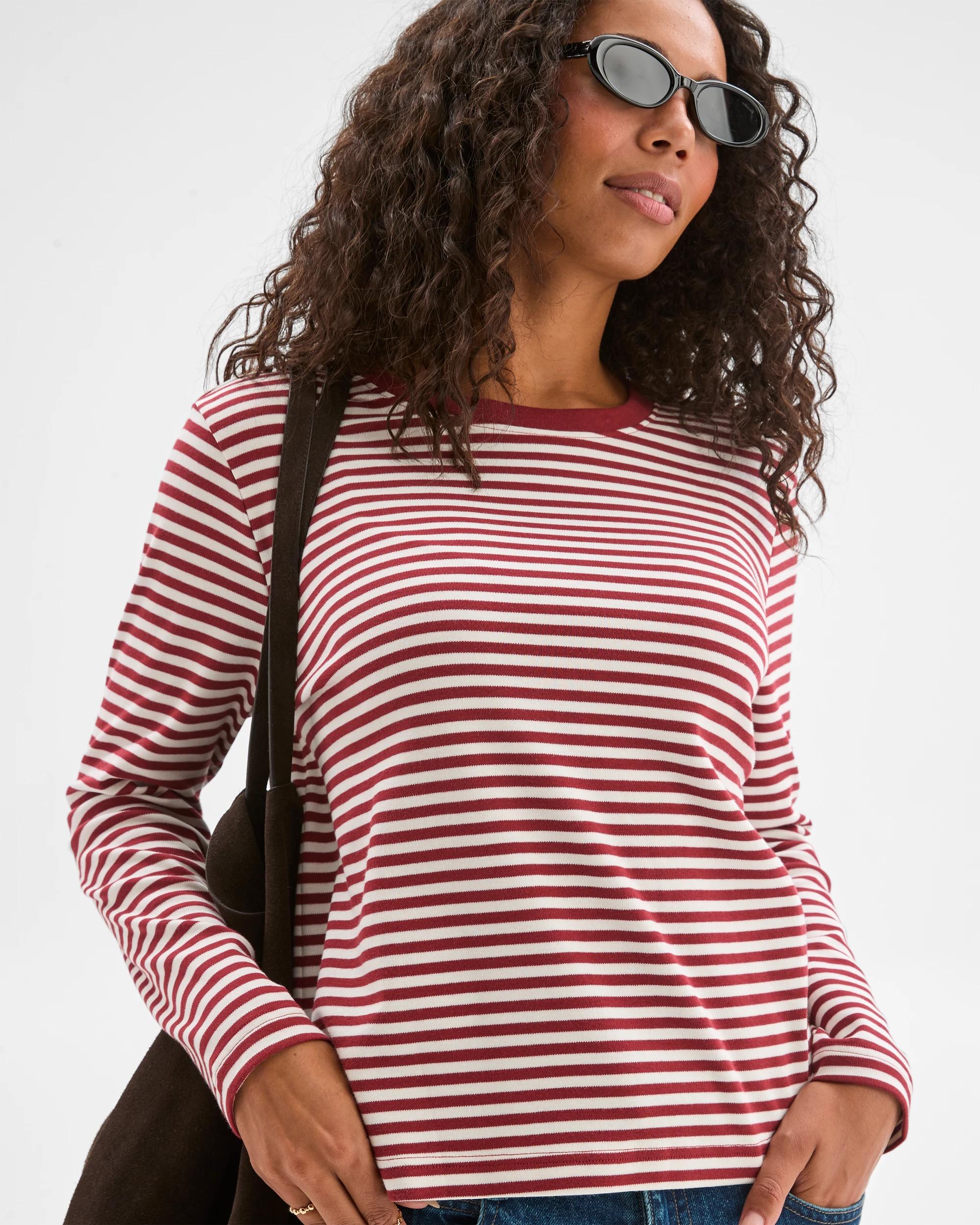 2 Target Woman Australian Cotton Classic Long Sleeve Crew Neck T-Shirt BRICK, 2 of 6
