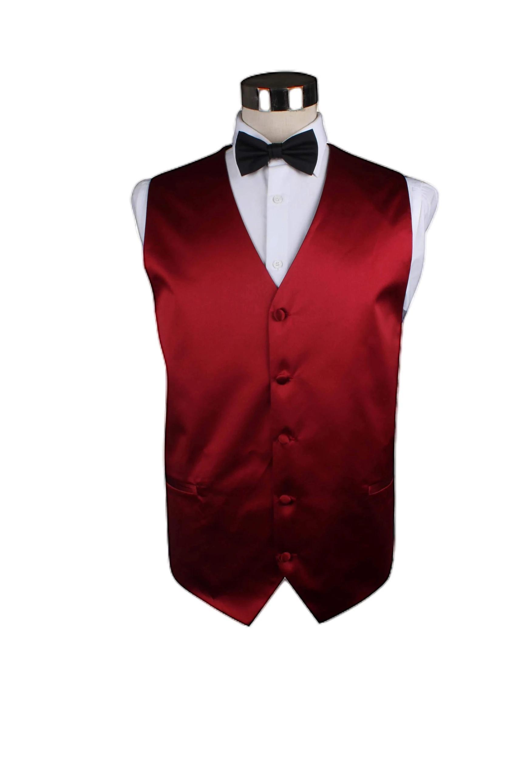 1 Zasel Mens Plain Vest Waistcoat DARK RED, 1 of 1