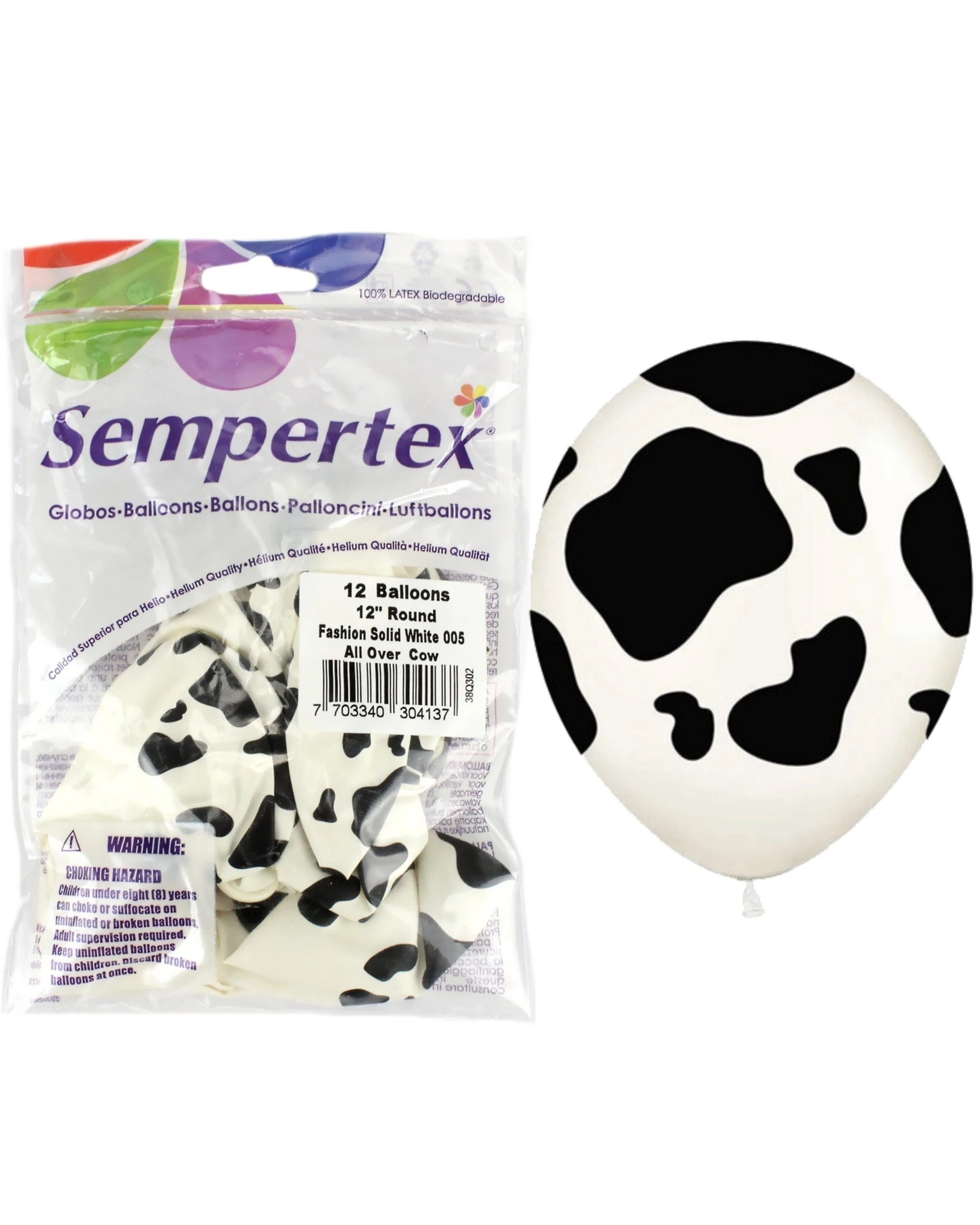 2 Sempertex Sempertex All Over Cow Print Balloons Pack of 12, 2 of 2