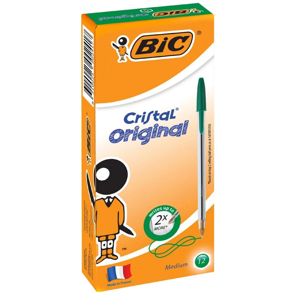 1 BIC Cristal Original Ballpoint Pens Green 12 Pack, 1 of 5