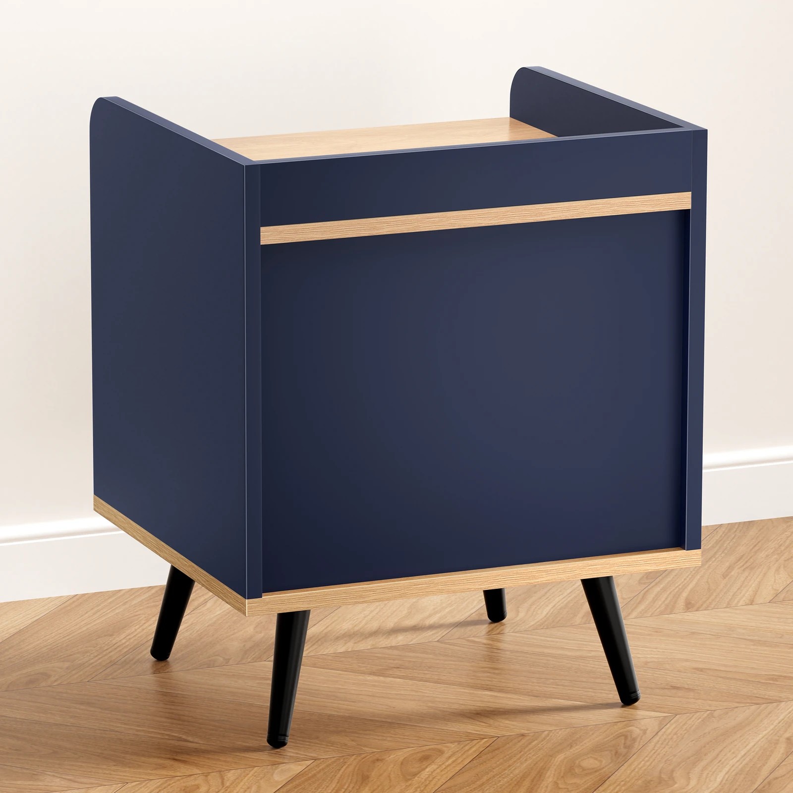 3 Alfordson 2x Bedside Table 1 Drawer Nightstand Side Storage Shelf - Blue, 3 of 10