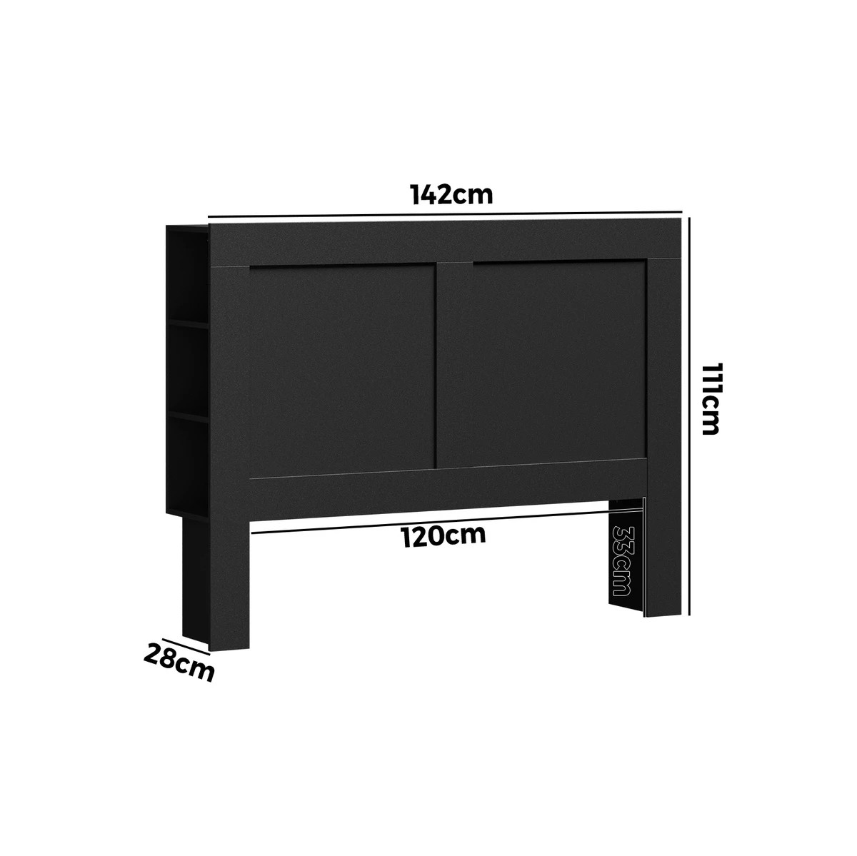 10 Oikiture Headboard Bed Head Double Size Bedhead With Storage Shelves
 - Black, 10 of 10