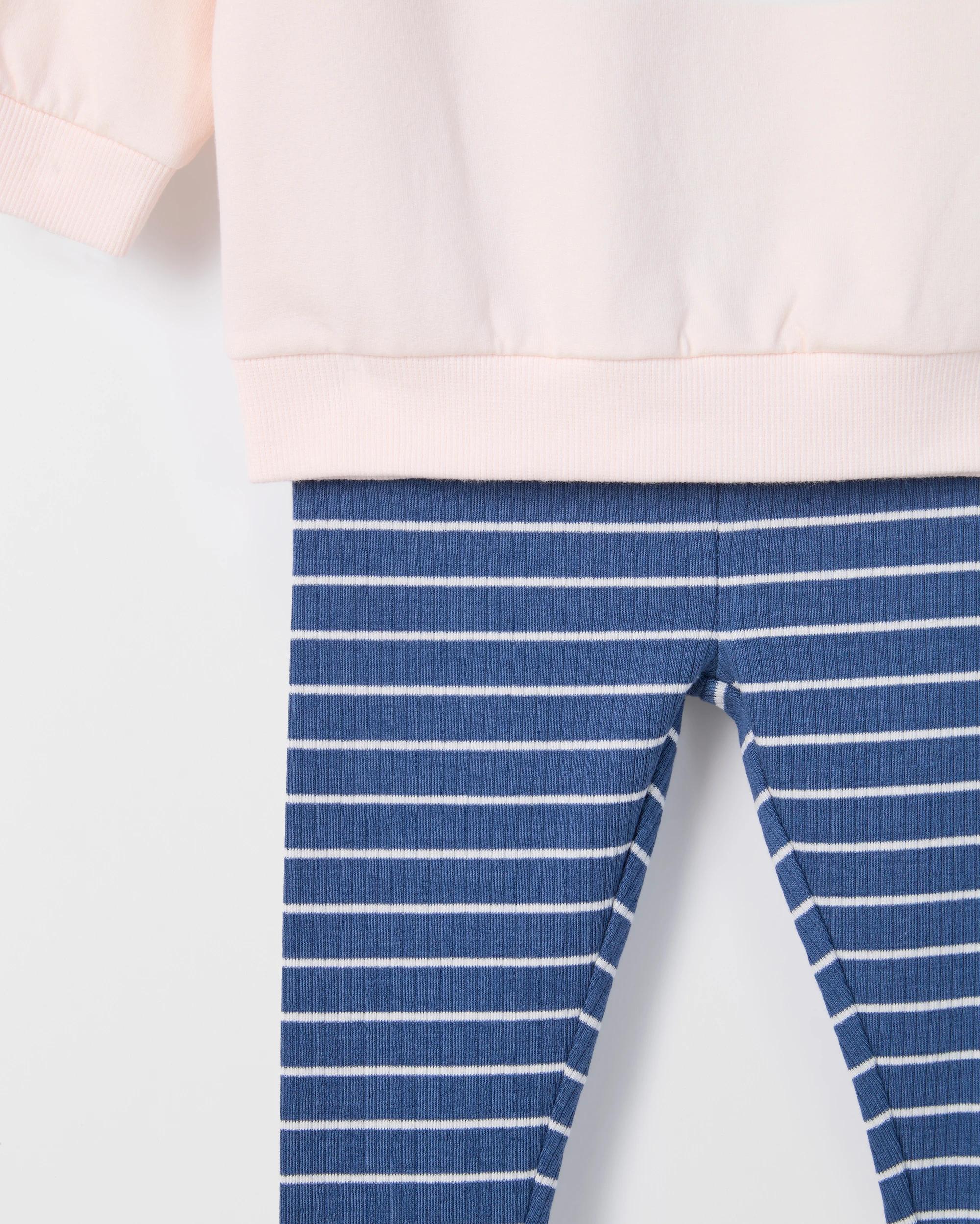 3 Target Baby Baby Organic Cotton Fleece Top and Rib Leggings Set WOOF PASTEL, 3 of 3