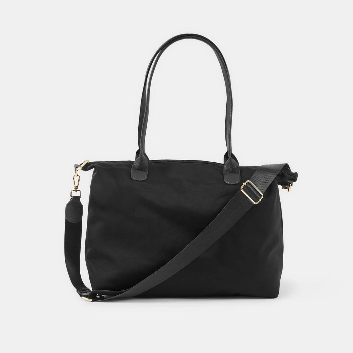 1 Woven Nylon Tote Bag Black, 1 of 5