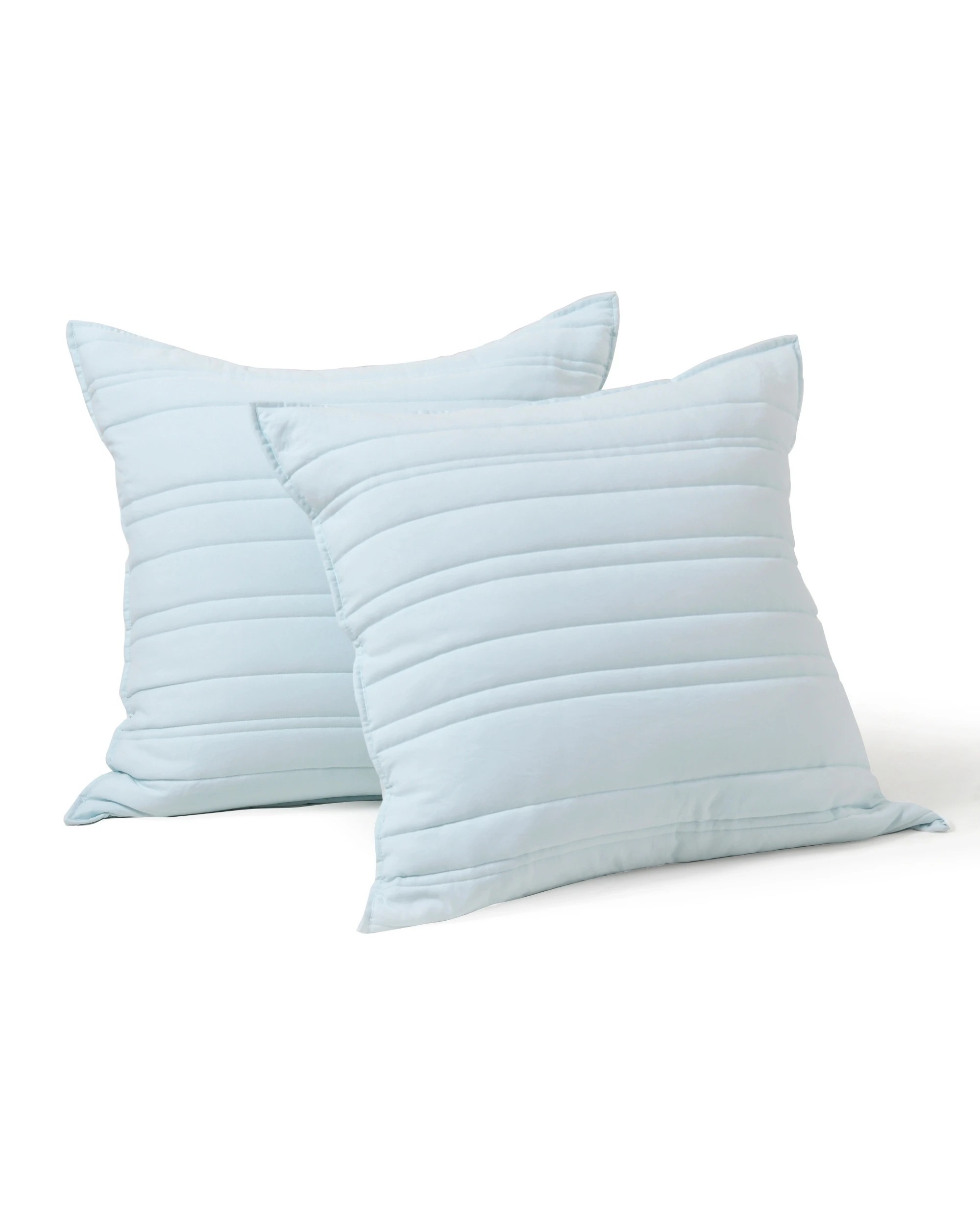 3 Dreamaker Superfine Washed Microfibre Stripe Quilted European Pillowcase Twin Pack - Ice Blue, 3 of 6