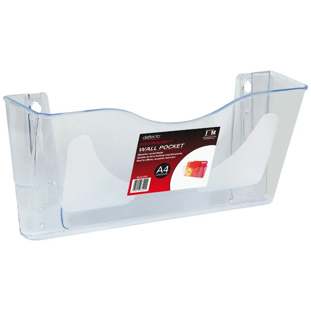 1 Deflecto Docupocket Landscape Wall Pocket A4 Clear, 1 of 1