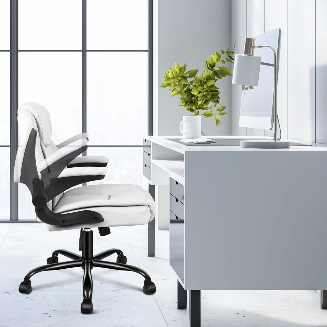 3 Alfordson Massage Office Chair Executive Computer Gaming Seat PU Leather - White, 3 of 10