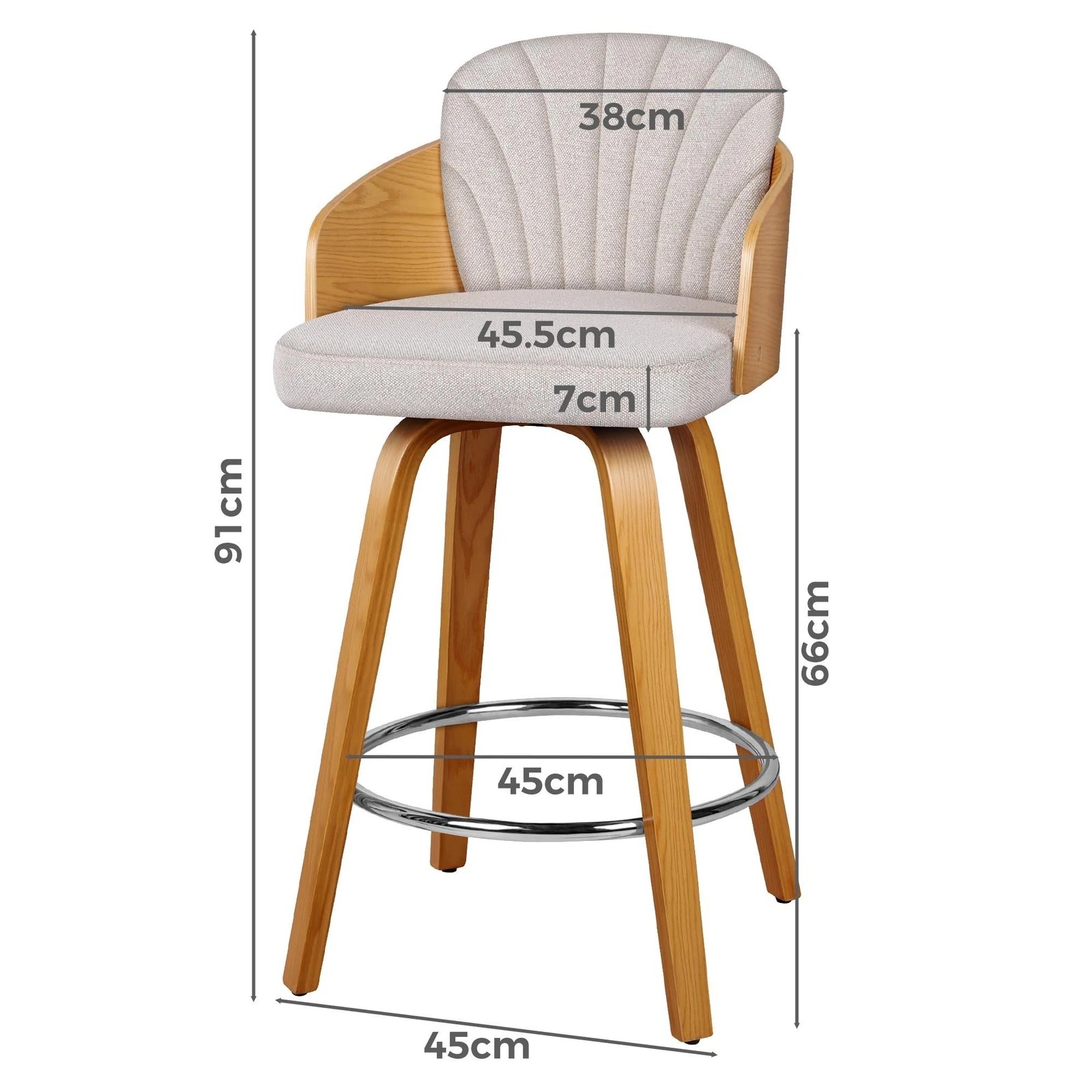 8 Alfordson 4x Swivel Bar Stools Alice Kitchen Wooden Dining Chair- Grey, 8 of 10