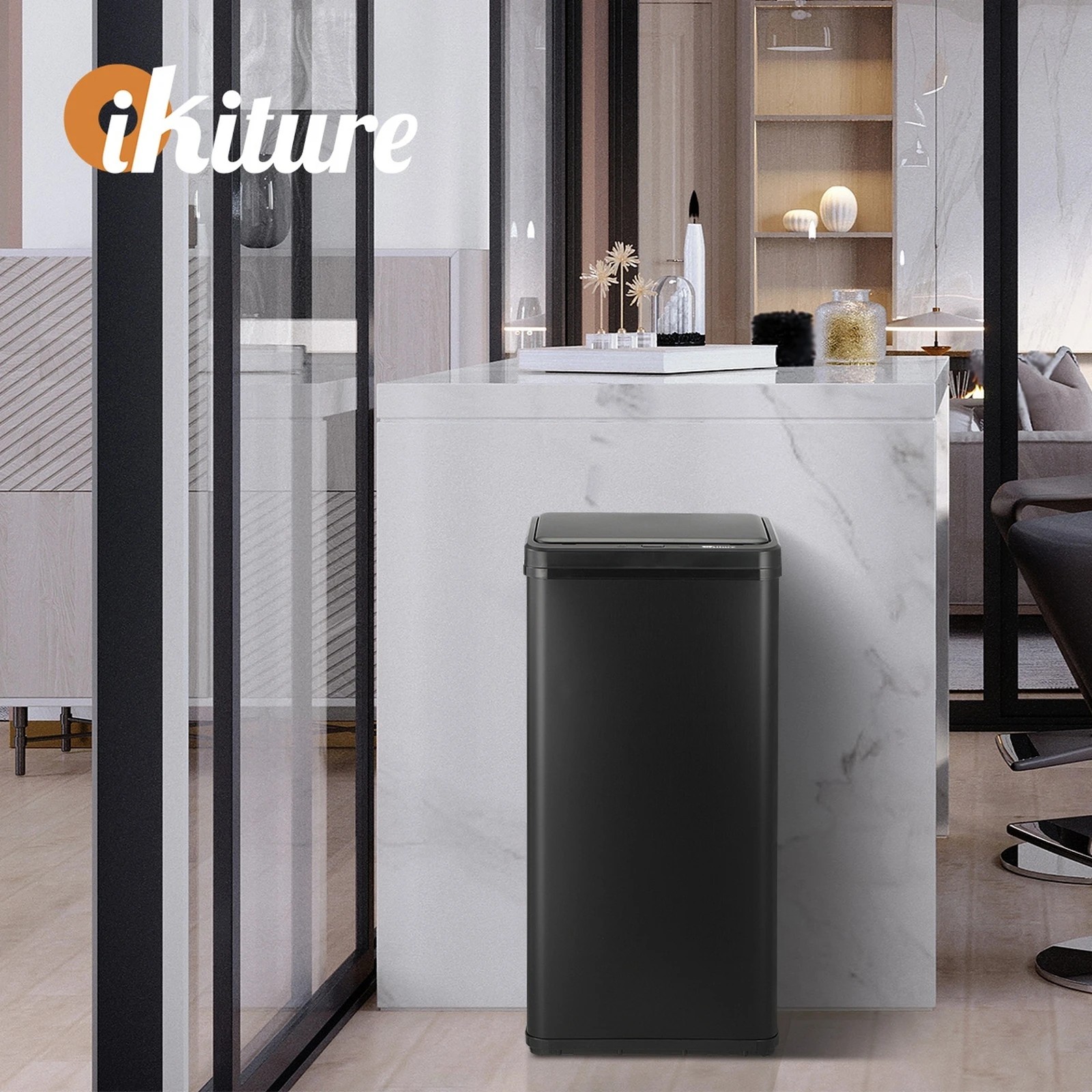 7 Oikiture 50L Motion Sensor Bin Automatic Rubbish Trash Can - Black, 7 of 10