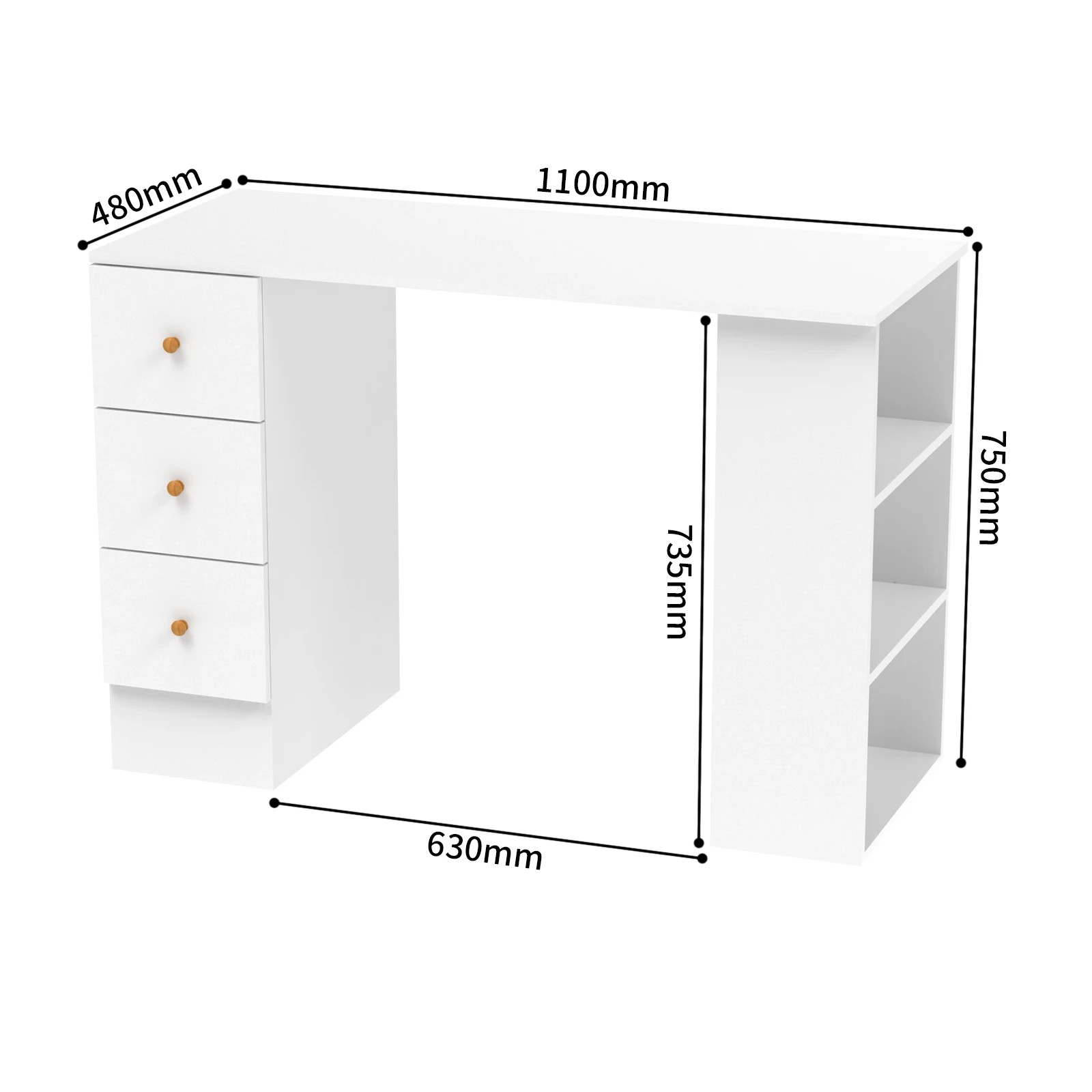 2 Advwin Computer Desk With Drawers Open Storage Shelf, 2 of 9