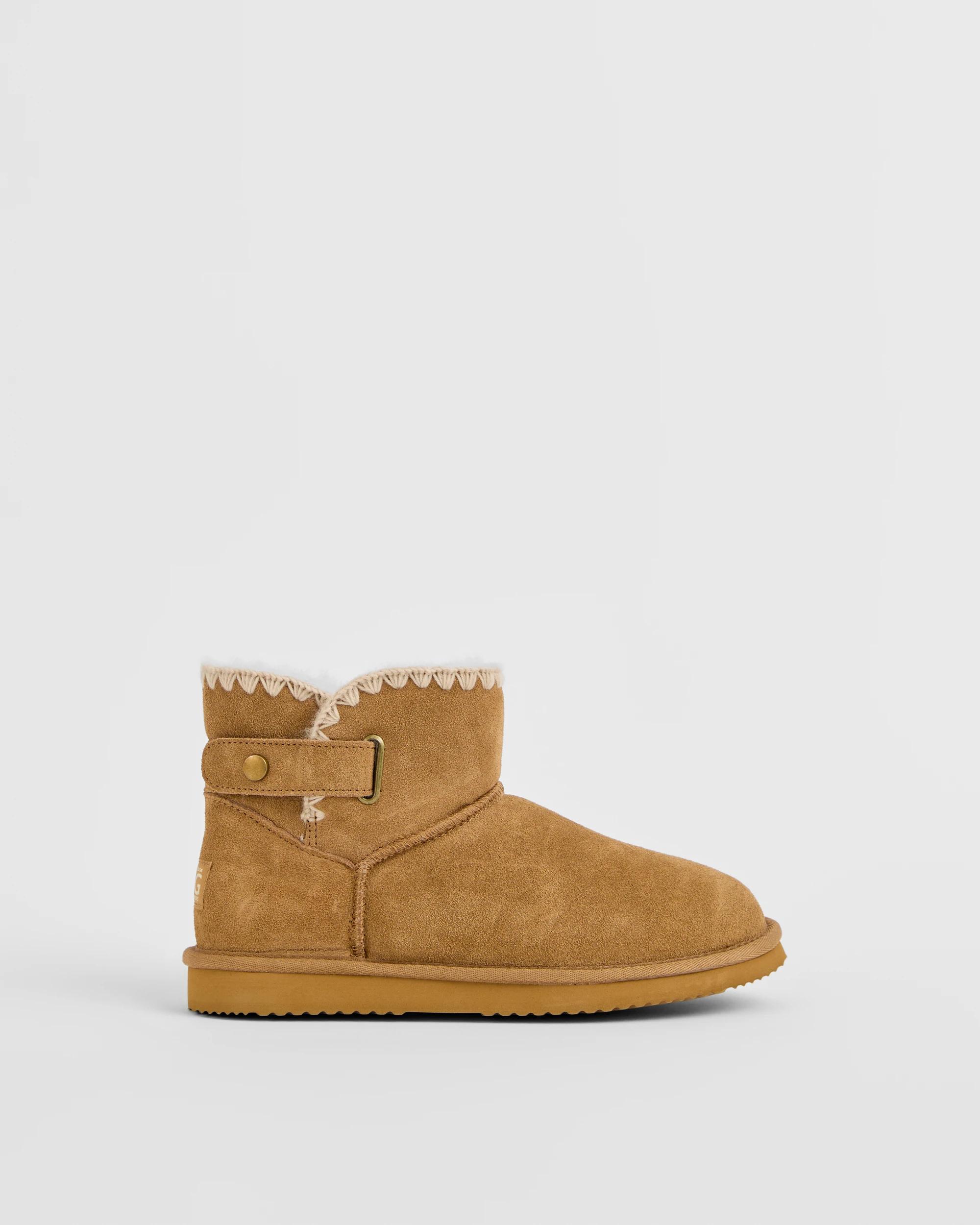 1 Australian Design Ugg Boots and Slippers Australian Design Leather and Sheepskin Platform Stitched Pixie Boot CHESTNUT, 1 of 5