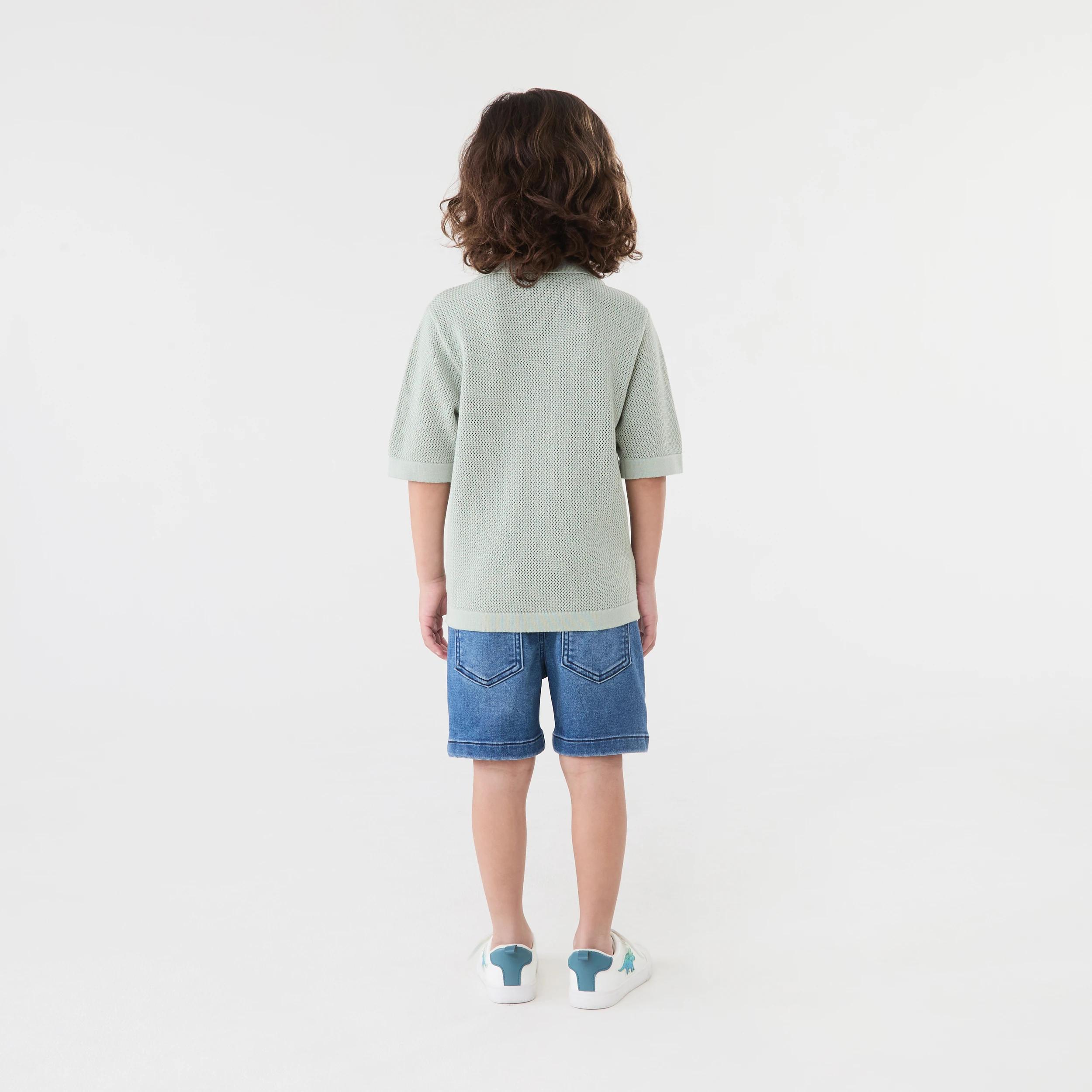 8 Short Sleeve Knit Shirt Aqua Grey, 8 of 8