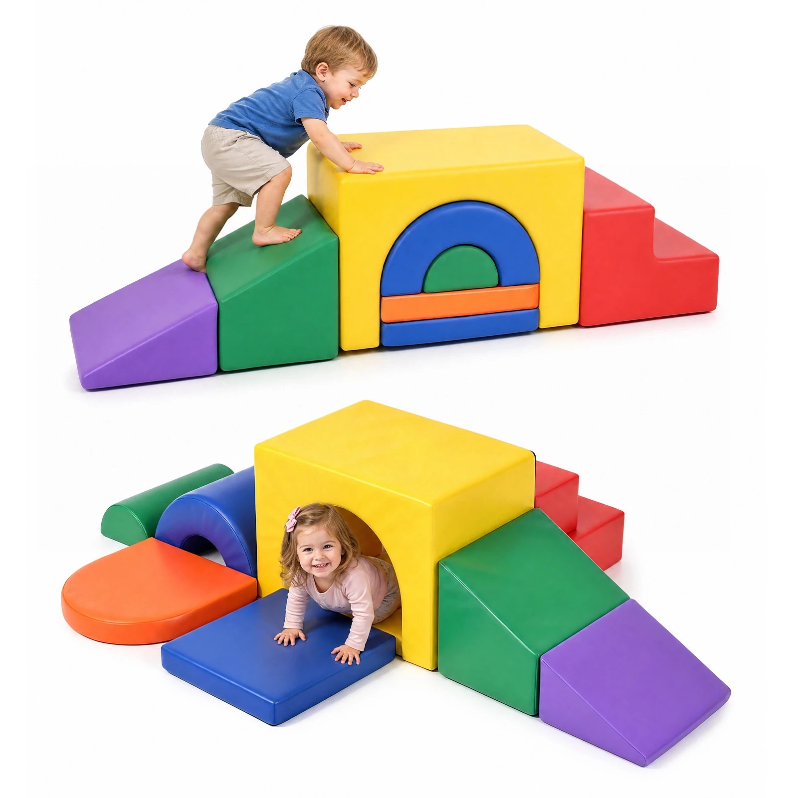 6 Advwin 7-Piece Kids Foam Blocks Play Set Toddler Play Couch Modular Climb & Crawl Floor Playset w/Anti-Slip Base - Multi, 6 of 6