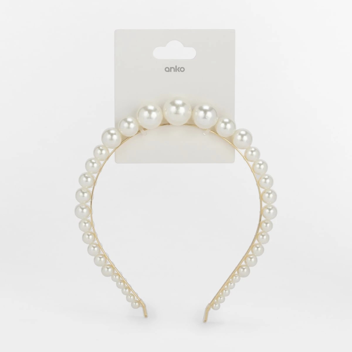 4 Faux Pearl Headband - White and Gold Tone, 4 of 4