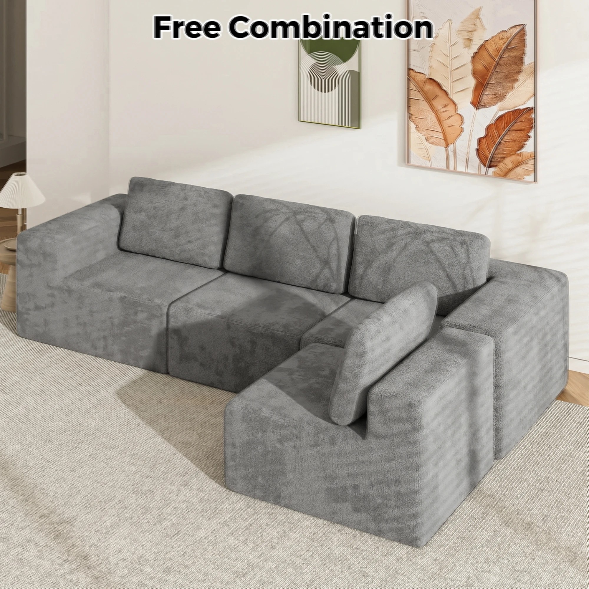 7 Advwin 340cm 4 Seater Sofa Modern Modular Sectional Couch No Assembly- Grey, 7 of 9