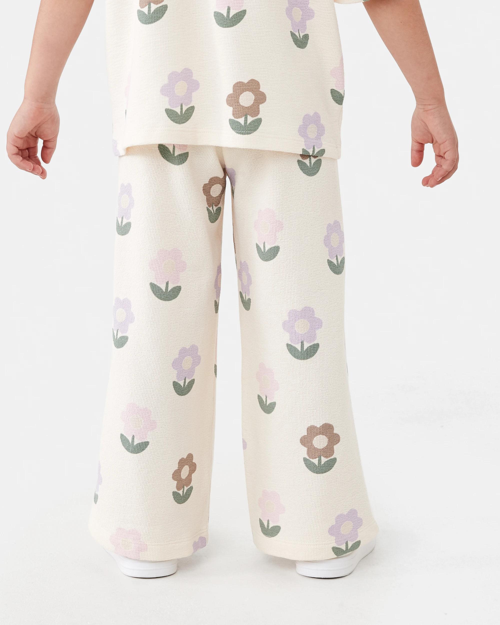 2 Slub Jacquard Pants Bge Floral, 2 of 6