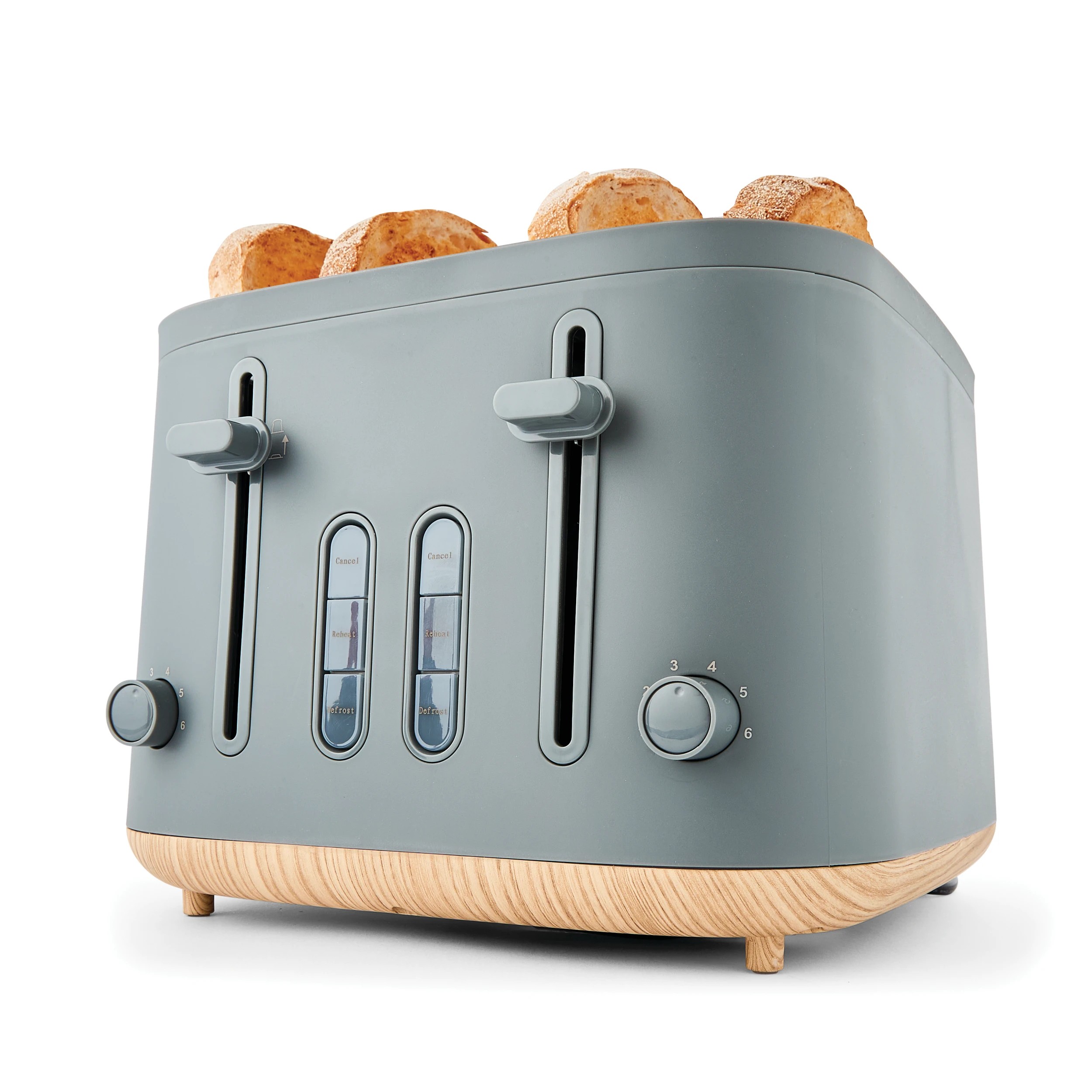 1 4 Slice Scandi Toaster - Grey, 1 of 7