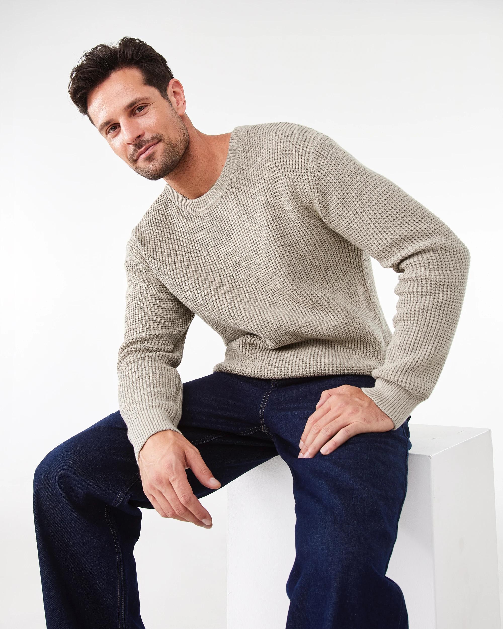 7 Waffle Knit Jumper Bge Lunar, 7 of 8