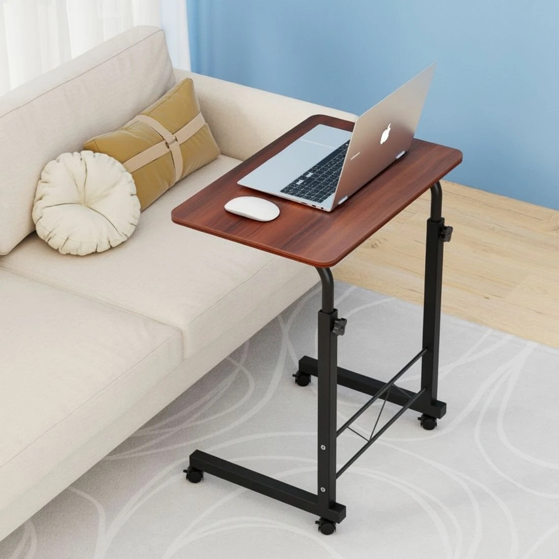 1 Artiss Laptop Desk Table Adjustable 60CM - Brown, 1 of 9