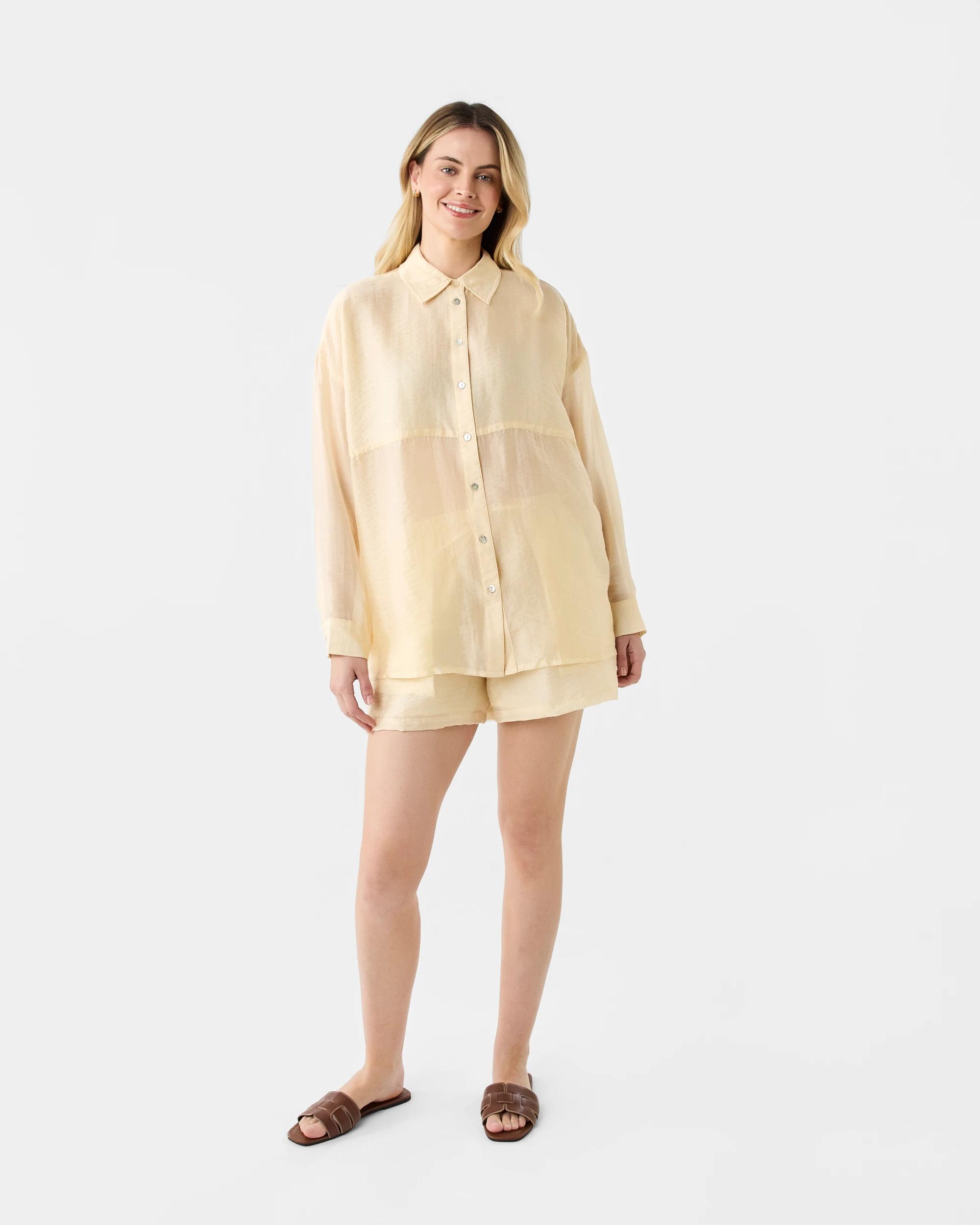 7 Tie Waist Sheer Shorts Vanilla, 7 of 7