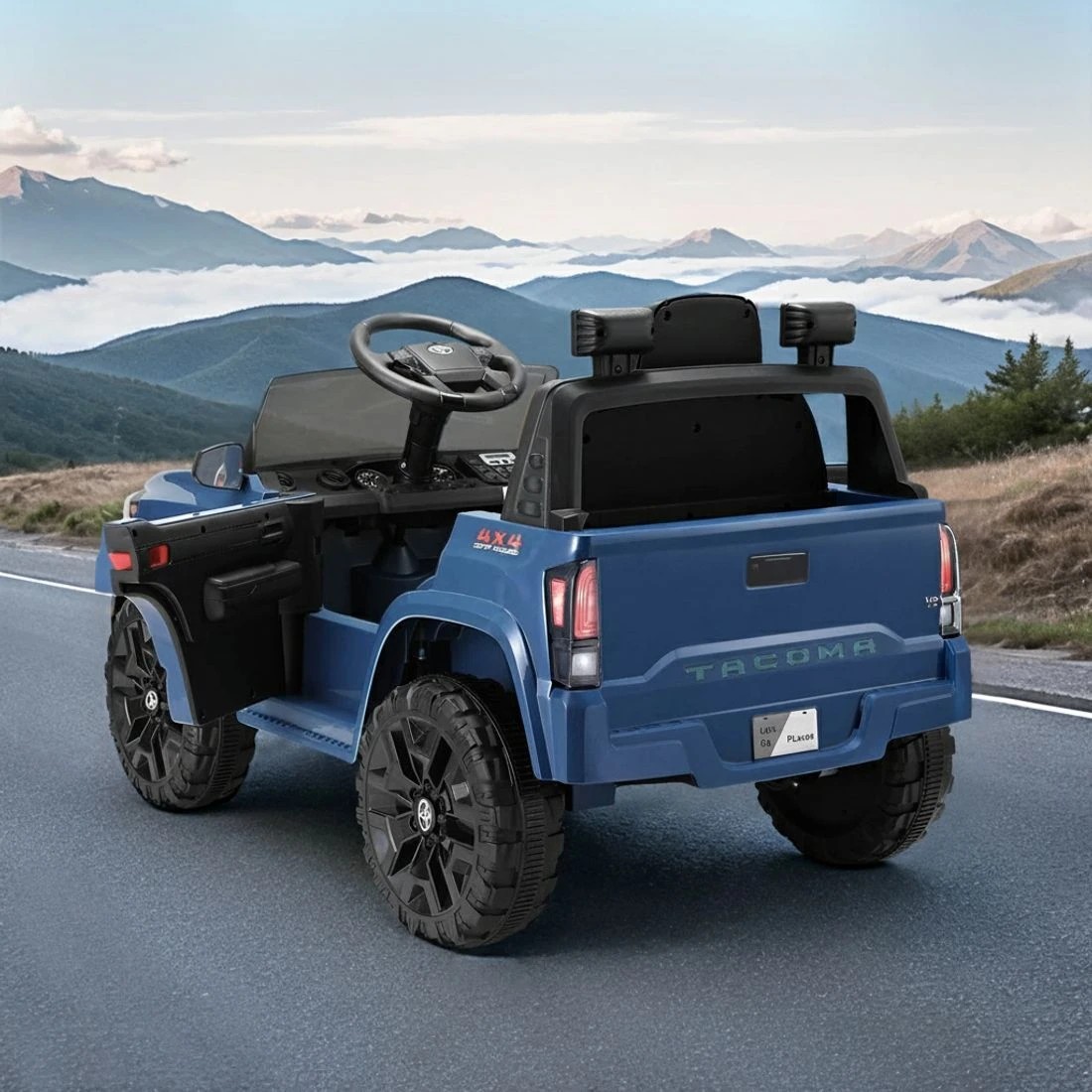 3 Kids Electric Ride On Car Toyota Tacoma Off Road Jeep Toy Cars Remote 12V - Blue, 3 of 5