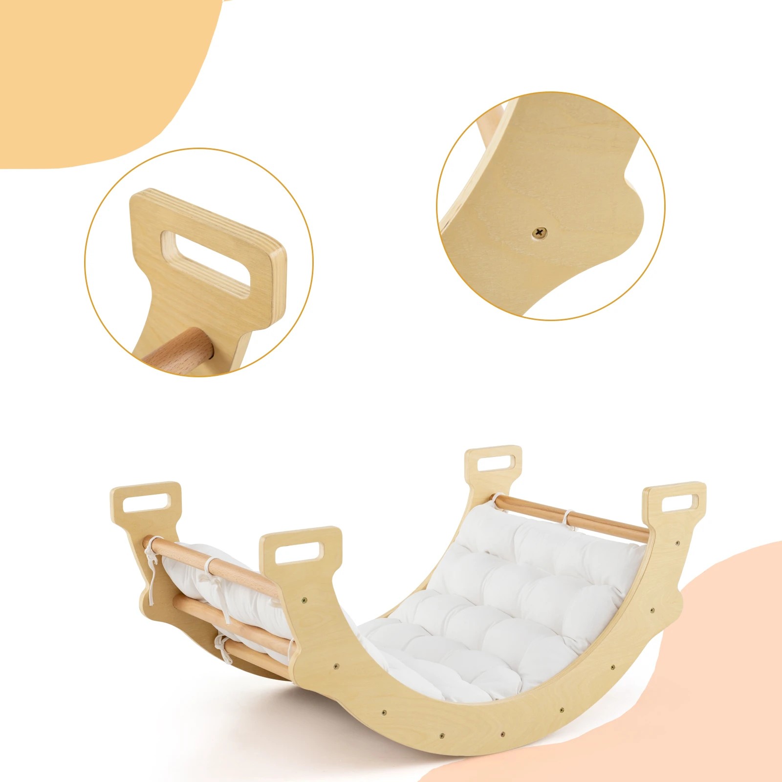 3 Costway Climb Playset Wood Climbing Frame Rocking Seesaw, 3 of 5