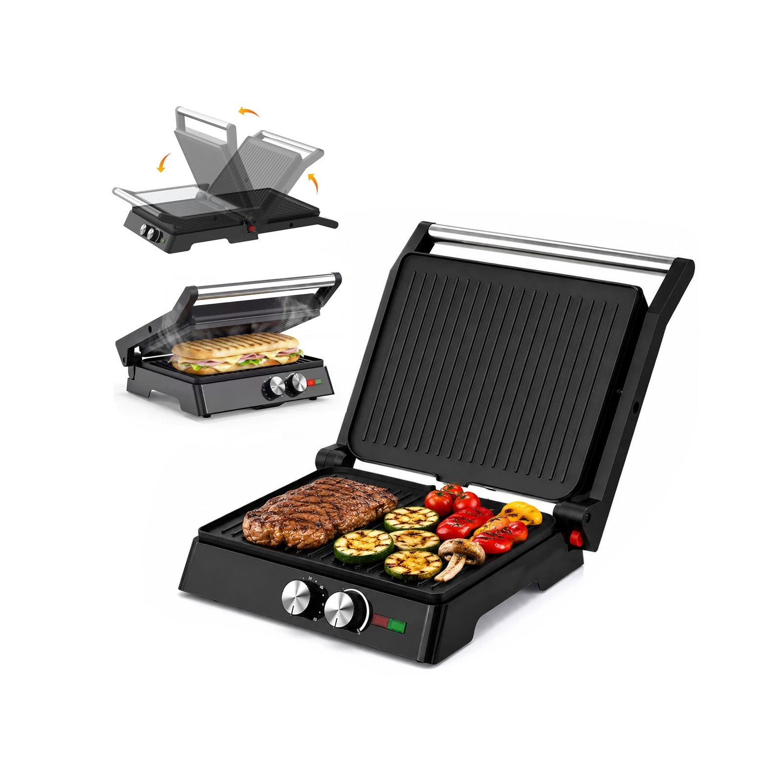 1 Yopower Electric Grill & Sandwich Maker 1800W - Black, 1 of 3