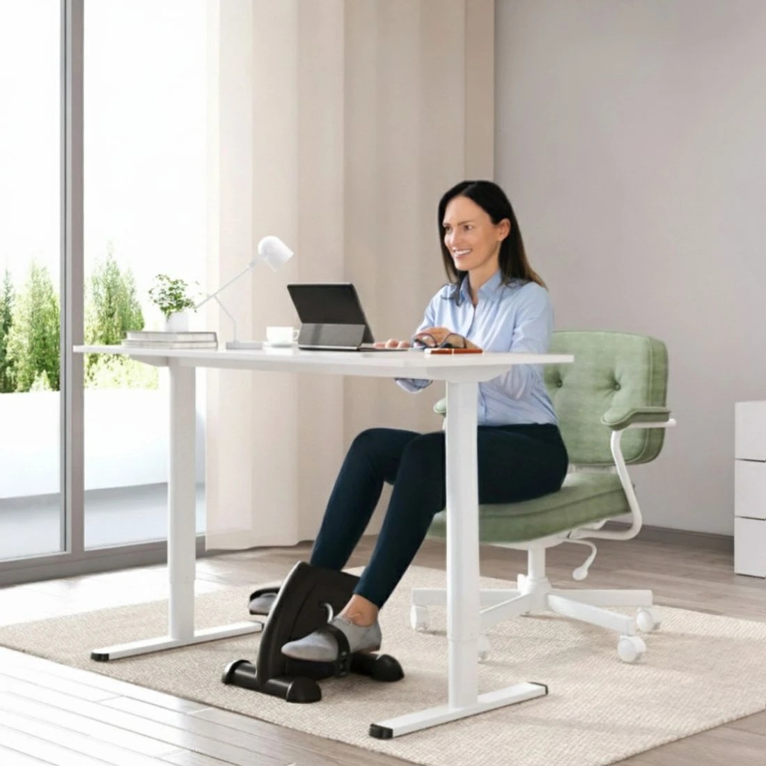 4 Artiss 120cm Electric Standing Desk with Mini Peal Exercise Bike Home Office - Multi, 4 of 6