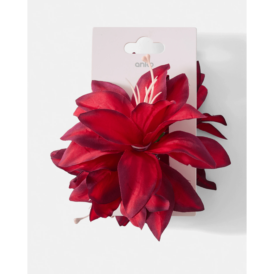 4 Red Oversize Fabric Flower Claw Hair Clip, 4 of 4